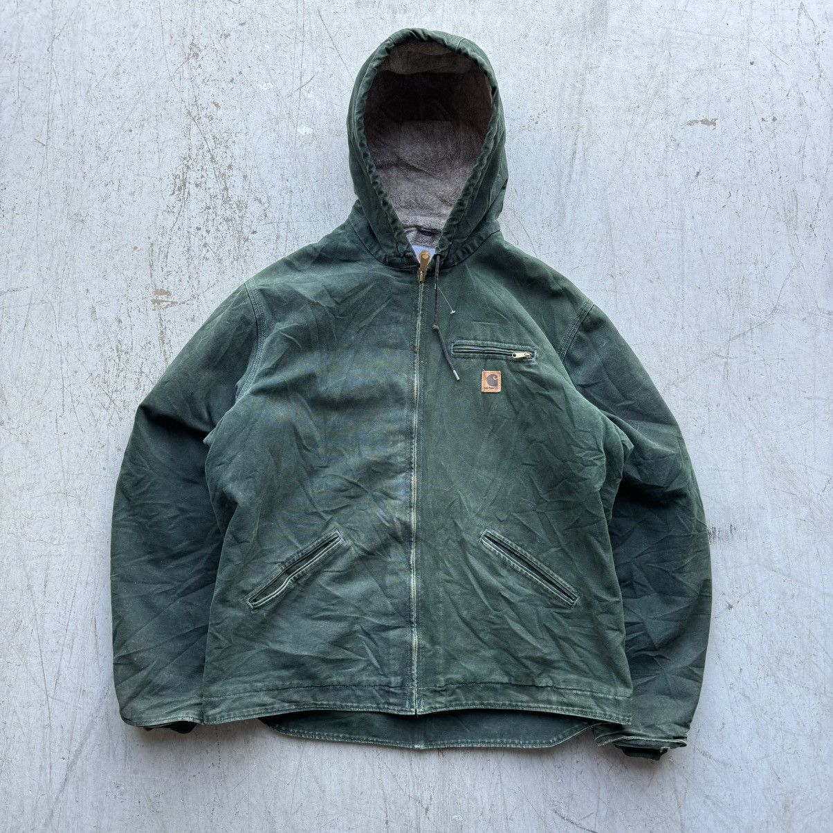 Carhartt × Vintage Crazy Vintage Carhartt Forest Green Faded Hooded Jacket Size US XL / EU 56 / 4 - 1 Thumbnail