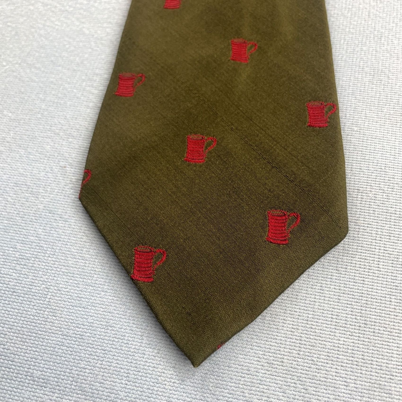 Etro VINTAGE Silk Tie 3x55 Green Red Coffee Mug Pattern Polka Dot Neck Tie Men One Size Adjustable Handmade Silk Vintage Designer Neckwear#> Size ONE SIZE - 2 Thumbnail