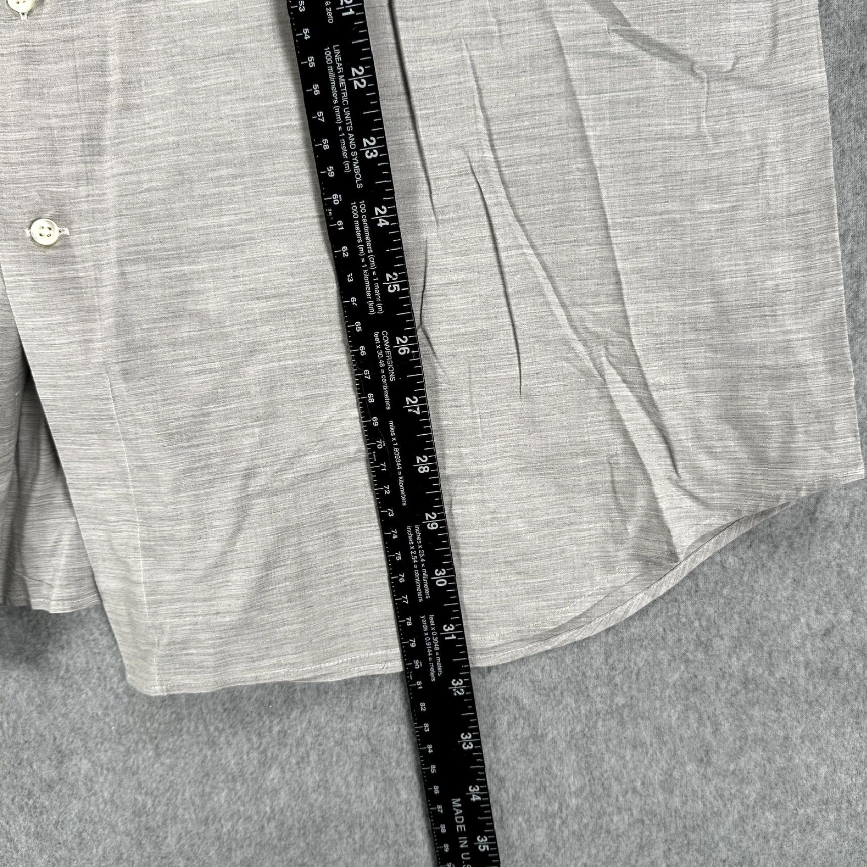 Canali Canali Dress Shirt Mens 44 17.5 Gray Solid Spread Collar Long Sleeve Italy Size 44R - 6 Thumbnail