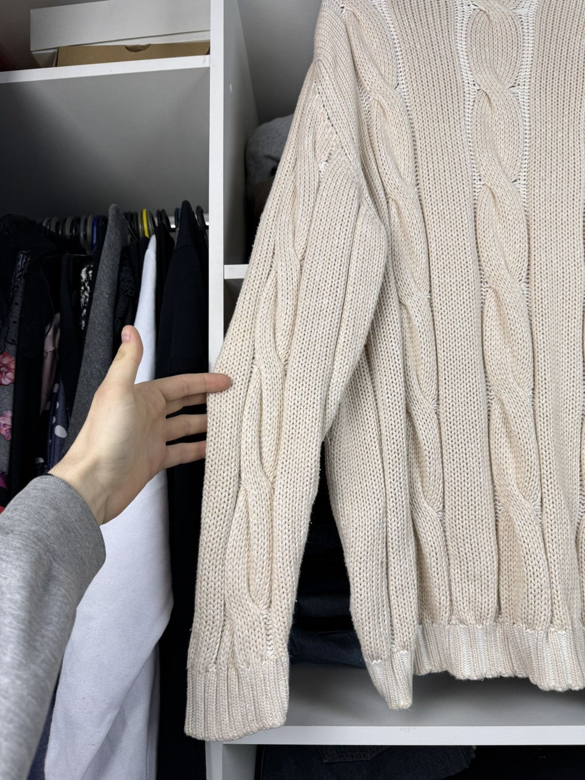 Ermenegildo Zegna Ermenegildo Zegna Men’s Cotton Cable Knit Sweater Size US XL / EU 56 / 4 - 17 Thumbnail