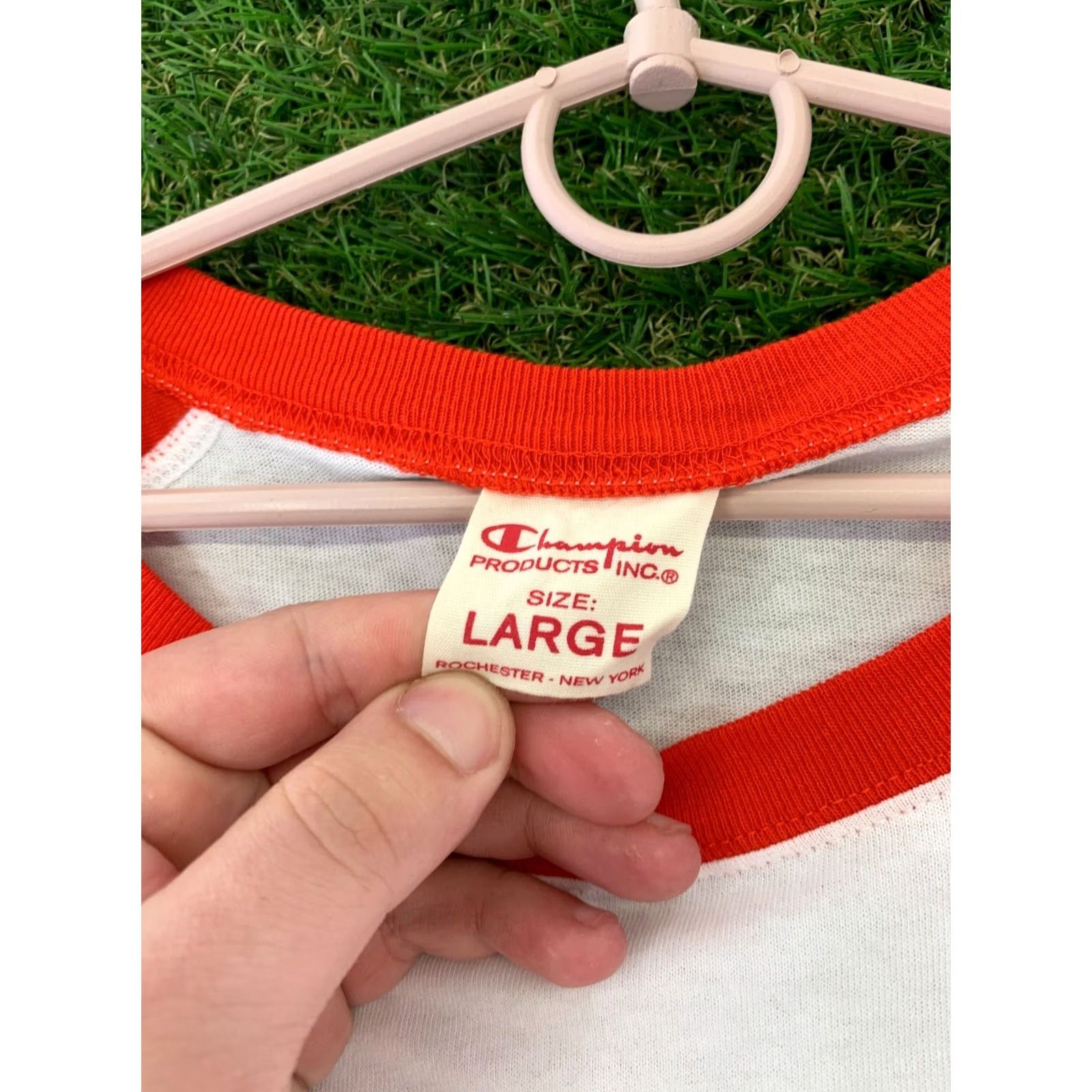 Champion Champion Women's Jersey T-Shirt - Casual Shirt - Size L - White/Red - 100% Cotton - Classic Fit Size L / US 10 / IT 46 - 5 Thumbnail