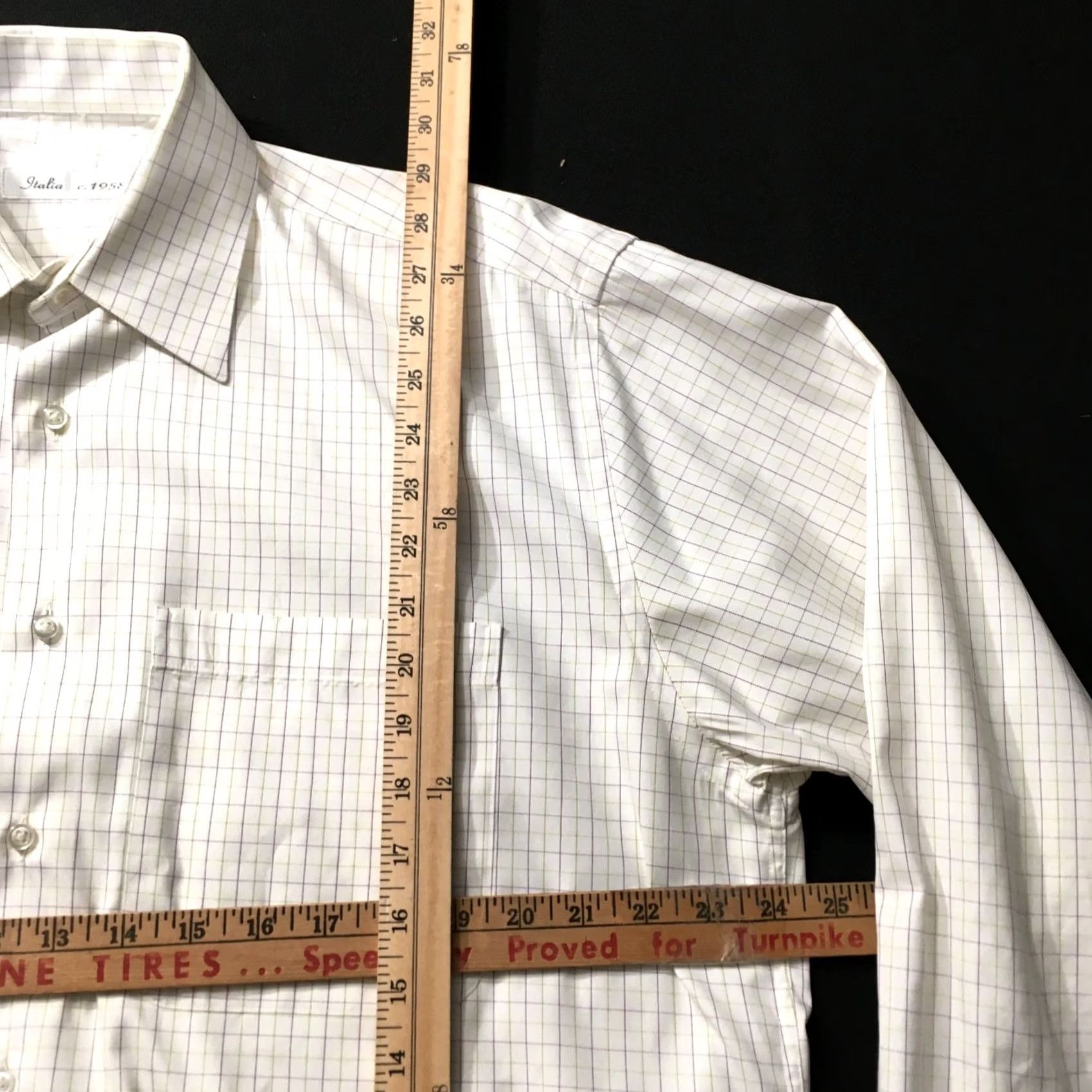 Tallia Vintage Italia 1958 Designer Shirt Men's LARGE WHITE CHECK Long Sleeve Size US L / EU 52-54 / 3 - 5 Thumbnail