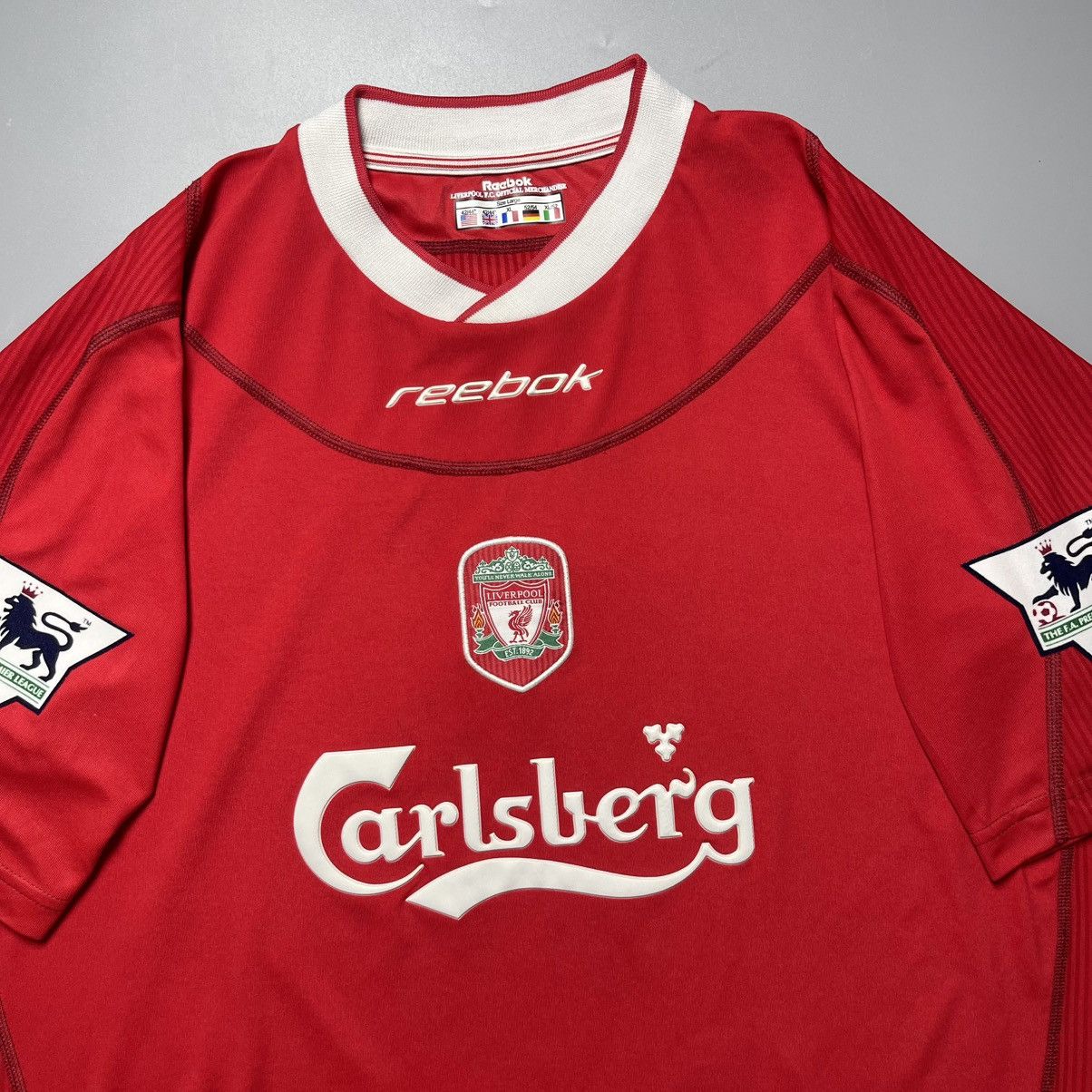 Reebok LIVERPOOL REEBOK 2002/2003 FOOTBALL HOME JERSEY #18 RIISE Size US L / EU 52-54 / 3 - 4 Thumbnail