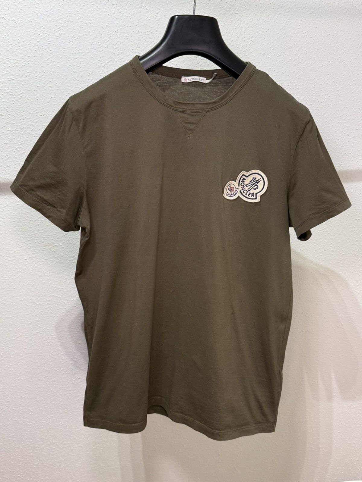 Moncler Moncler Olive Green Double Logo T shirt | Grailed