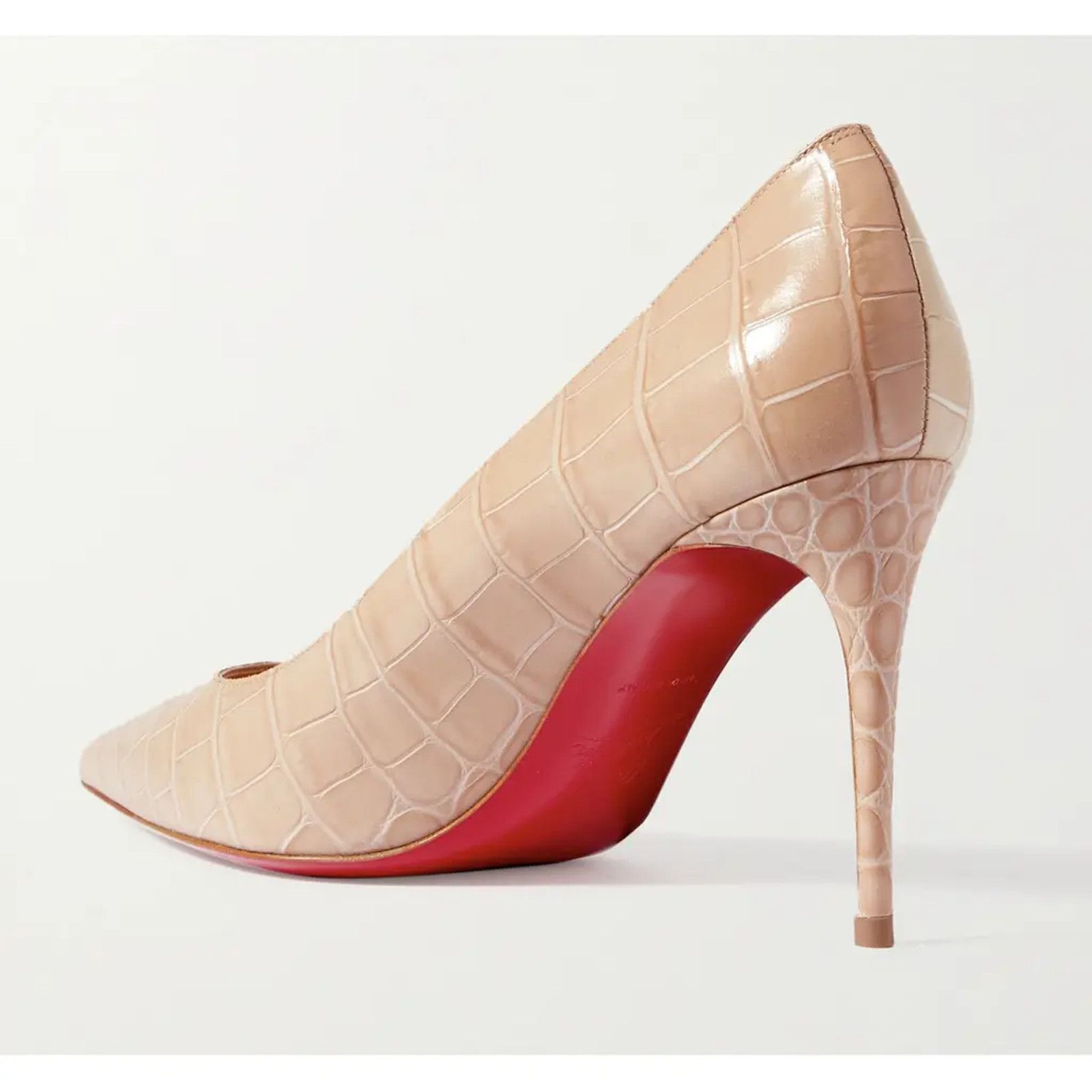 Christian Louboutin Kate 85 Nougat Nude Calf Ali Croc Pointed Toe Heel Pump 35 Size US 5 / IT 35 - 8 Thumbnail