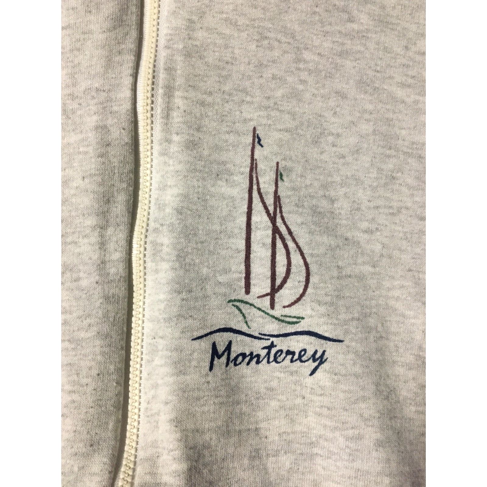 Nautica VINTAGE Nautical 80s Monterey Sailing faded Zip Hoodie M Gray Striped Surf Skate Beach Grunge USA 80s 90s Flashback Mens Zip Hoodie Size US M / EU 48-50 / 2 - 2 Thumbnail