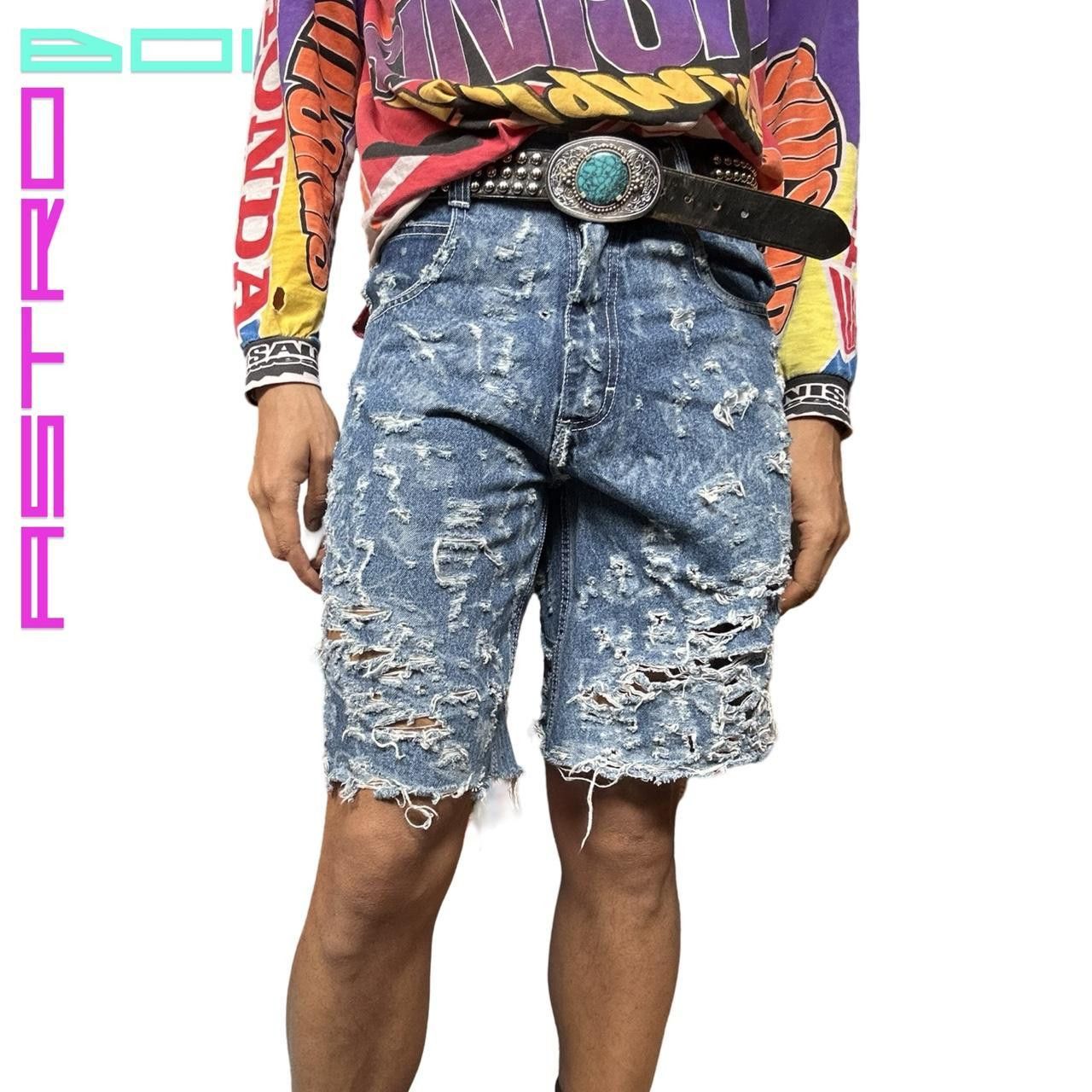 Southpole ASTROBOI* CUSTOM SOUTHPOLE RIPPED DENIM SHORTS Size US 30 / EU 46 - 2 Thumbnail