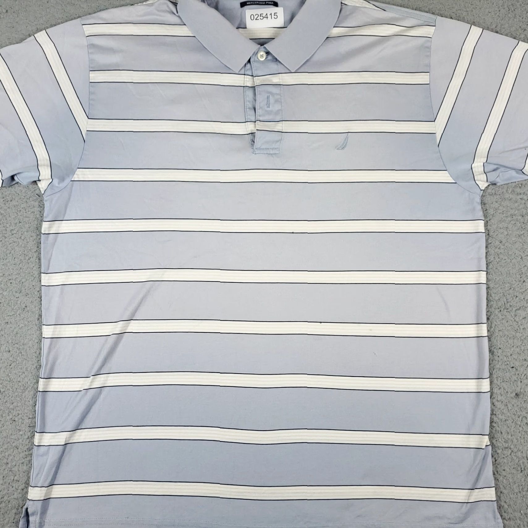 Nautica Nautica Polo Shirt Mens L Blue Striped Short Sleeve Casual Button-Front Cotton Blend Brand Logo Colorful Classic Preppy Sports Theme Mens Size US L / EU 52-54 / 3 - 7 Thumbnail