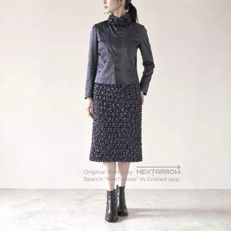 Comme des Garcons Comme des Garcons Size M Gray Blue 3D Pleated Satin Skirt Size 23" - 7 Thumbnail
