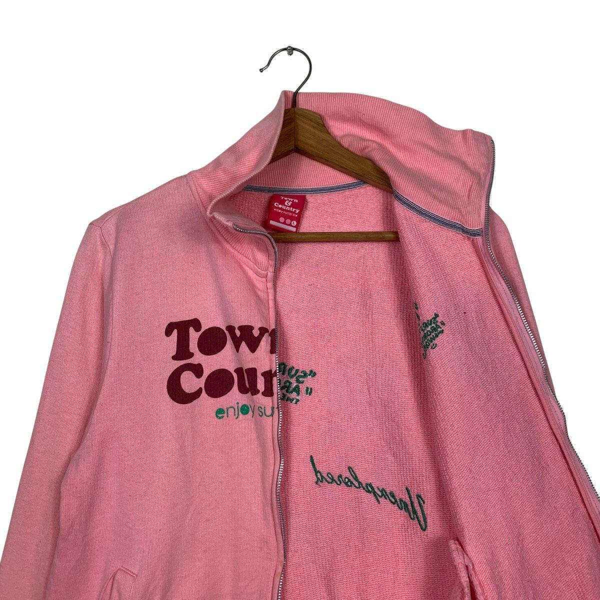Japanese Brand TOWN & COUNTRY Big Logo Pink Sweater Jacket #1597-C71 Size L / US 10 / IT 46 - 10 Thumbnail