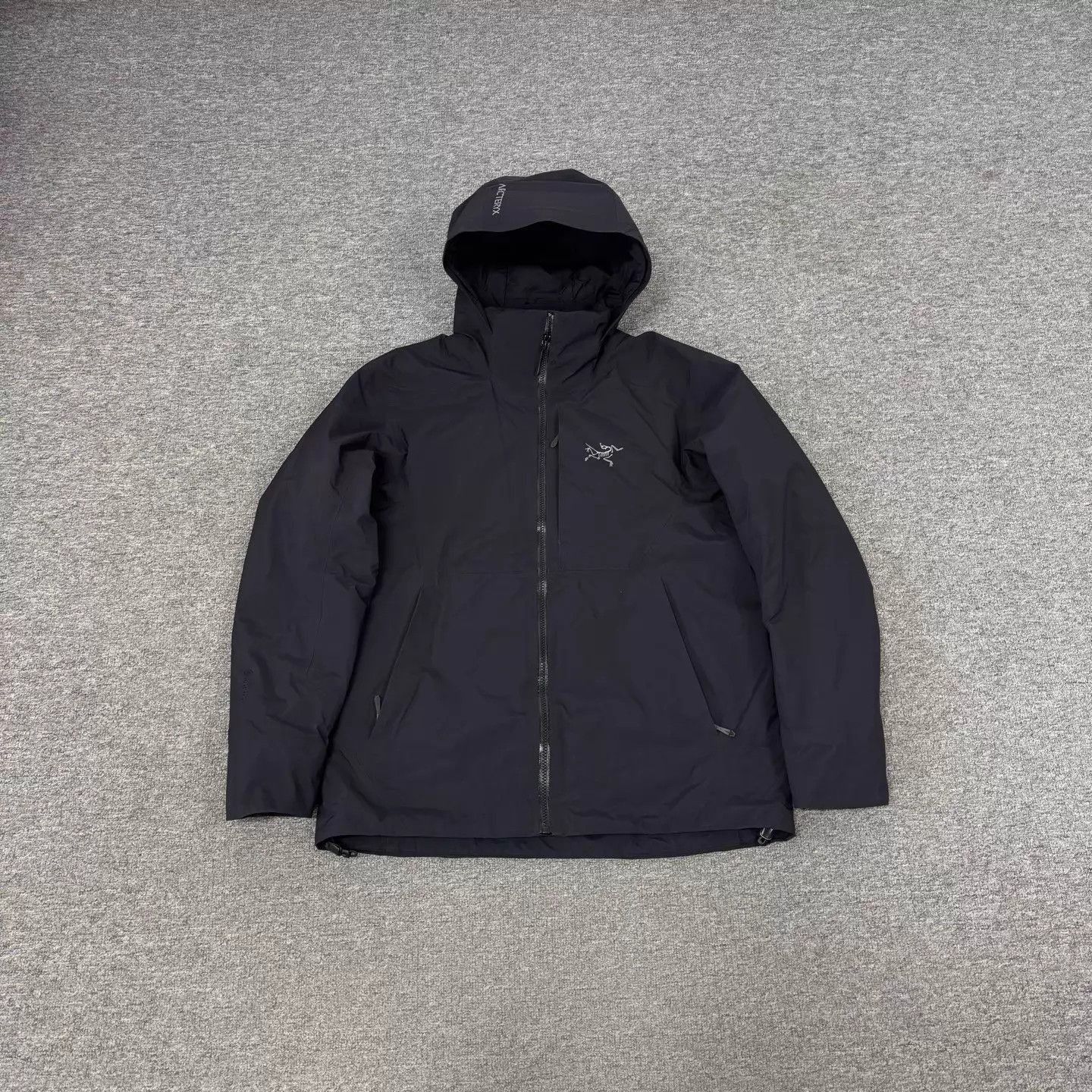 Black Hooded Light Jacket with Zip Front