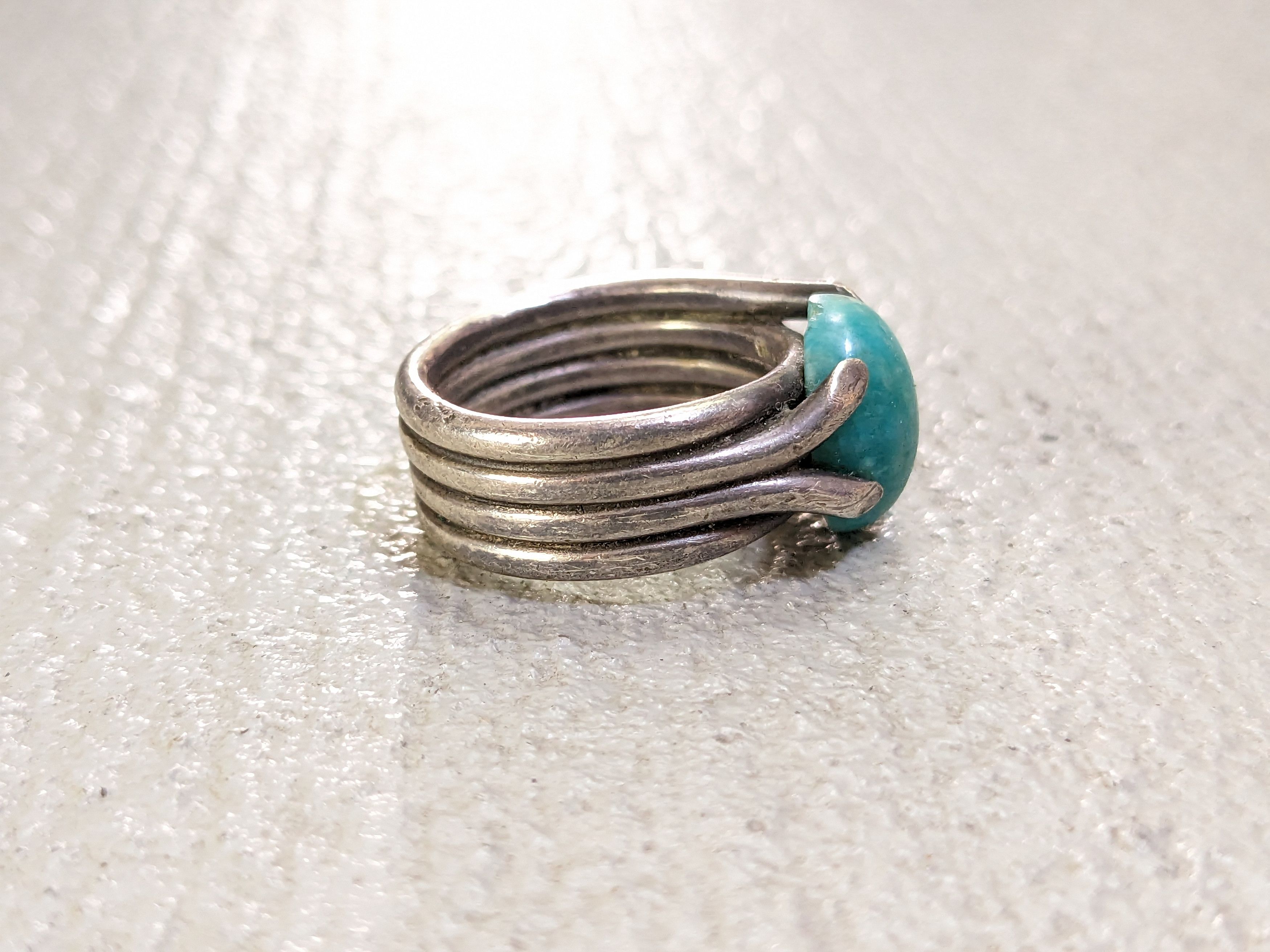 Jewelry Vintage Sterling Silver Ring 6.75 Amazonite Oval Modern Size ONE SIZE - 6 Thumbnail