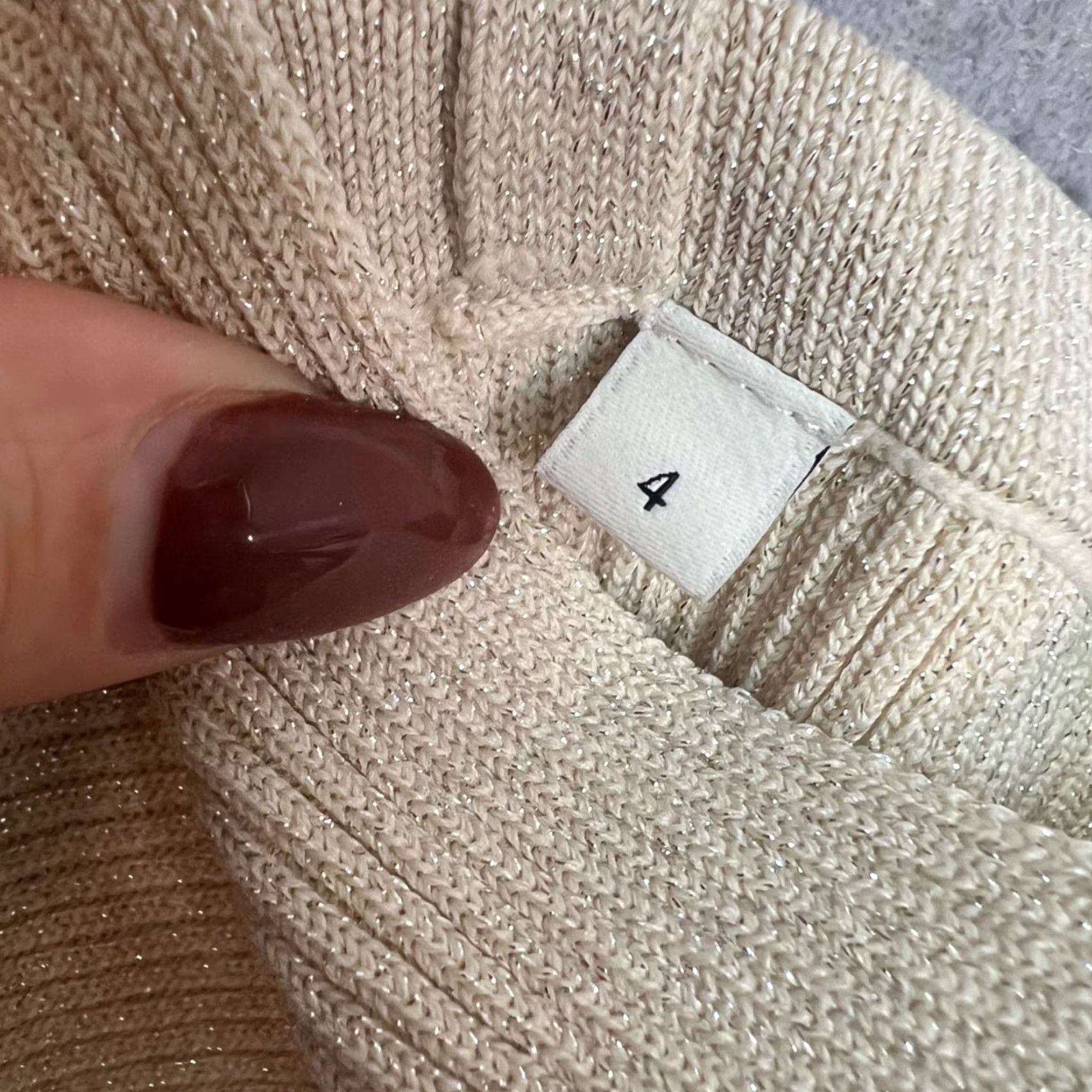 Sandro Sandro Womens Bodysuit Size 4 Ribbed Metallic Knit Beige/Gold Striped Shirt? Size S / US 4 / IT 40 - 4 Thumbnail