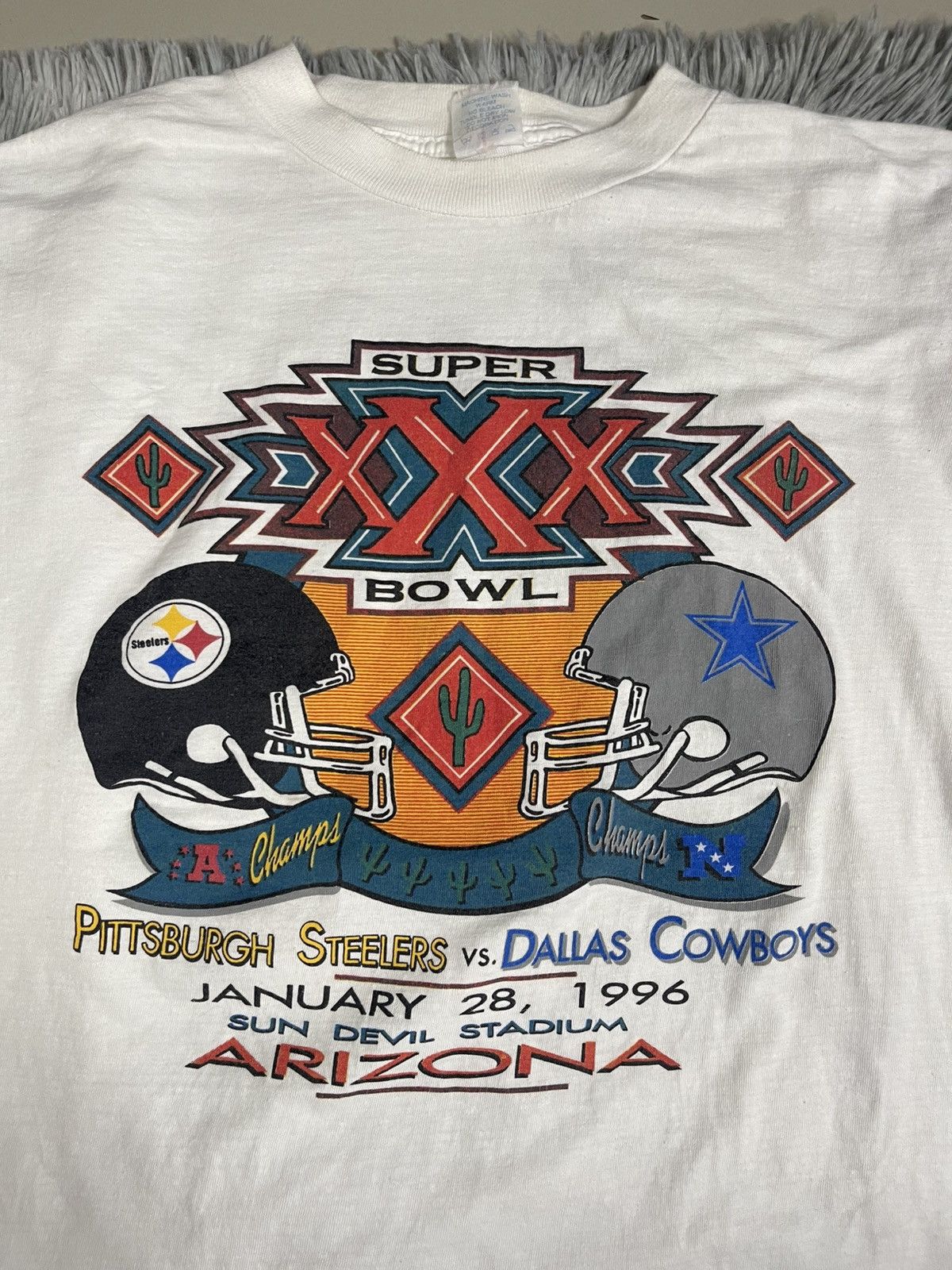 NFL VINTAGE 90s Super Bowl XXX Steelers Cowboys T-Shirt Size US XL / EU 56 / 4 - 3 Thumbnail