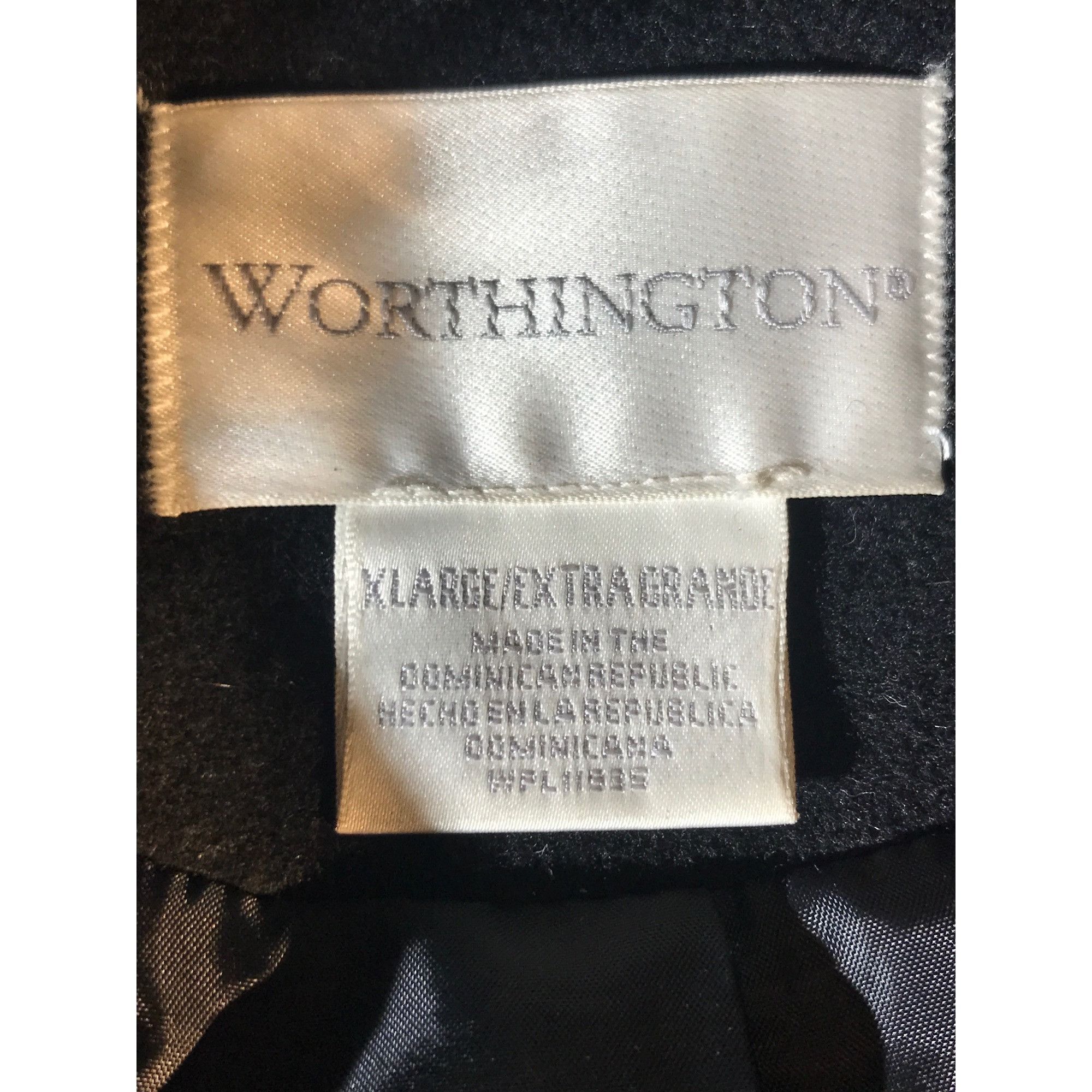 Worthington Worthington Black Wool Blend Coat Faux Fur Hood Size XL / US 12-14 / IT 48-50 - 3 Thumbnail