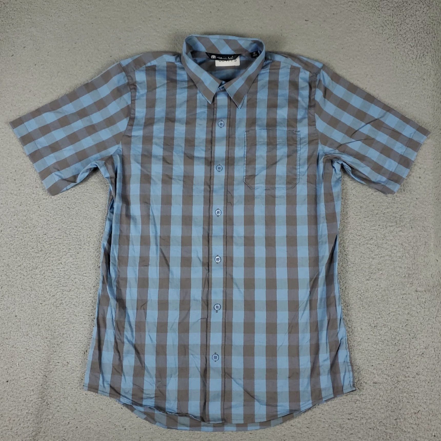 TravisMathew Travis Mathew Shirt Mens Size XL Blue Gray Check Nylon Button Up Short Sleeve Size US XL / EU 56 / 4 - 2 Thumbnail
