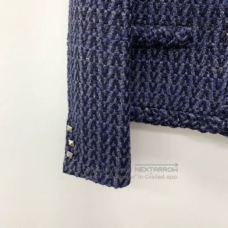 Valentino Valentino Dark blue studded buttoned wool tweed jacket Size M / US 6-8 / IT 42-44 - 4 Thumbnail