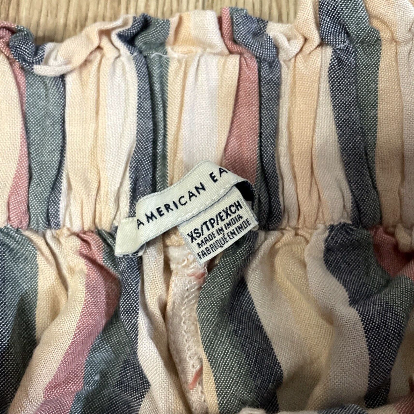 American Eagle Outfitters AMERICAN EAGLE Striped Paperbag Pants Tapered High Rise Women XS Pink Size 26" / US 2 / IT 38 - 2 Thumbnail
