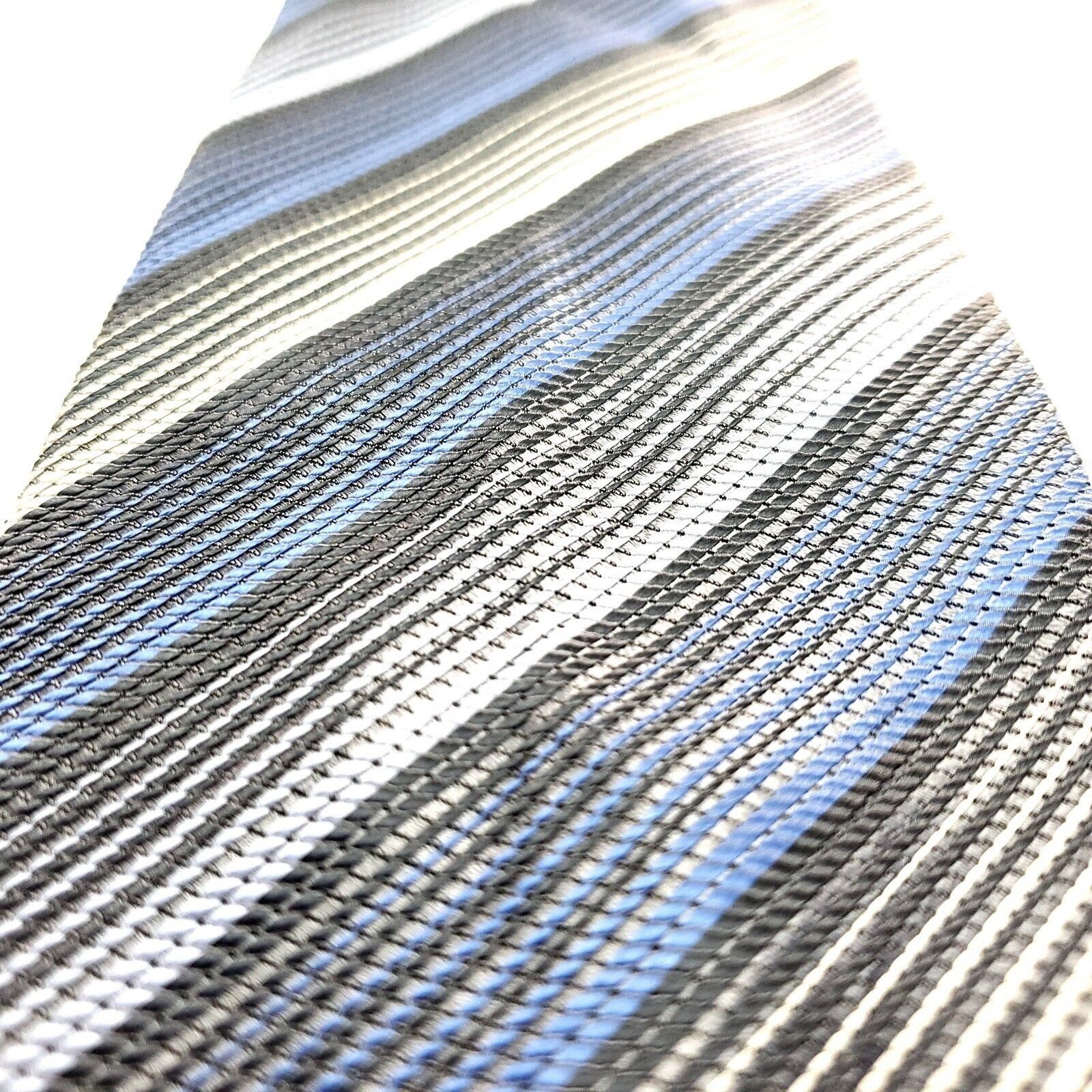 Stafford Stafford Silk Tie Woven Blue Gray Striped Wide Size ONE SIZE - 2 Thumbnail