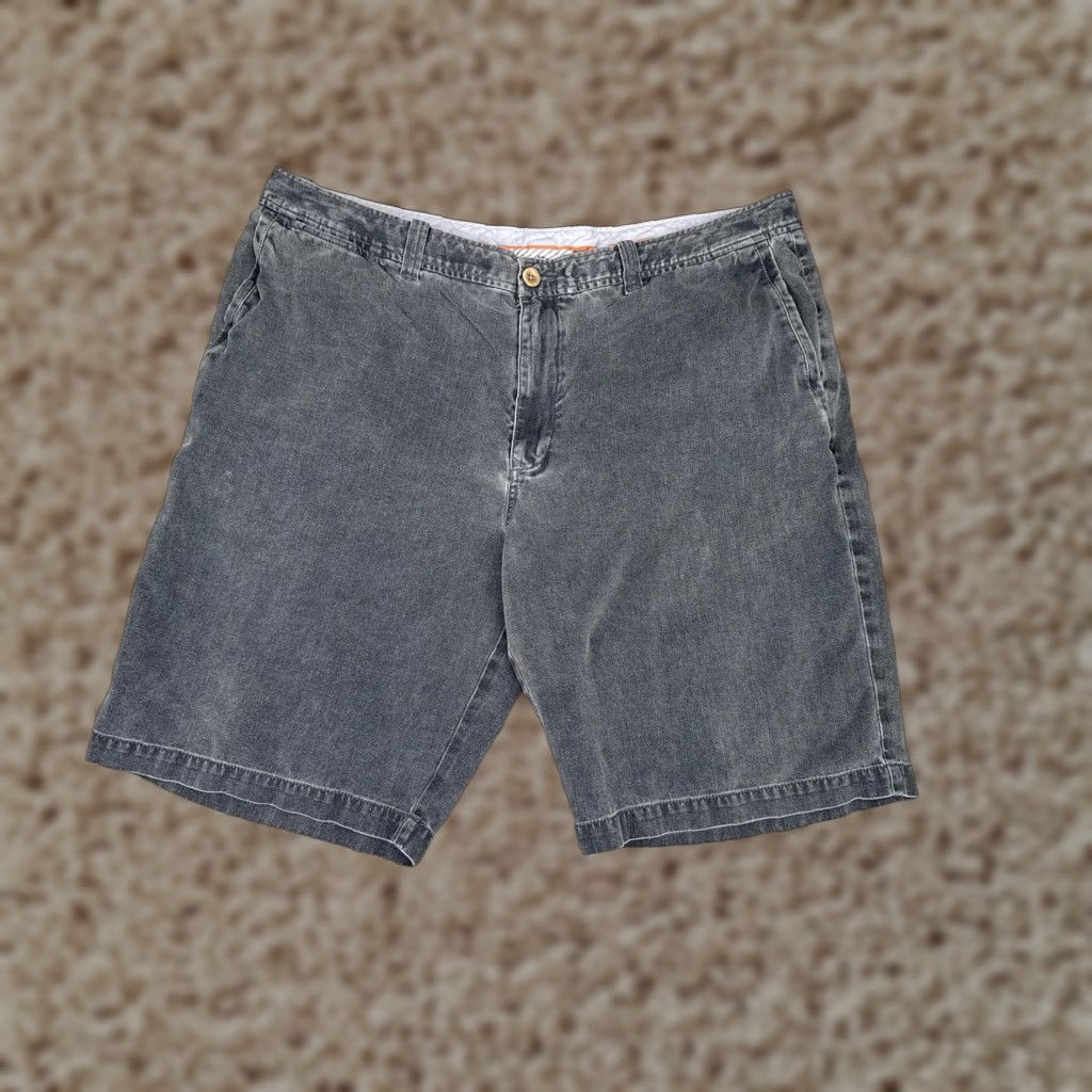Tommy Bahama Tommy Bahama Shorts Mens 40 Gray Silk Cotton Herringbone Flat Front Casual Chino Size US 40 / EU 56 - 1 Thumbnail