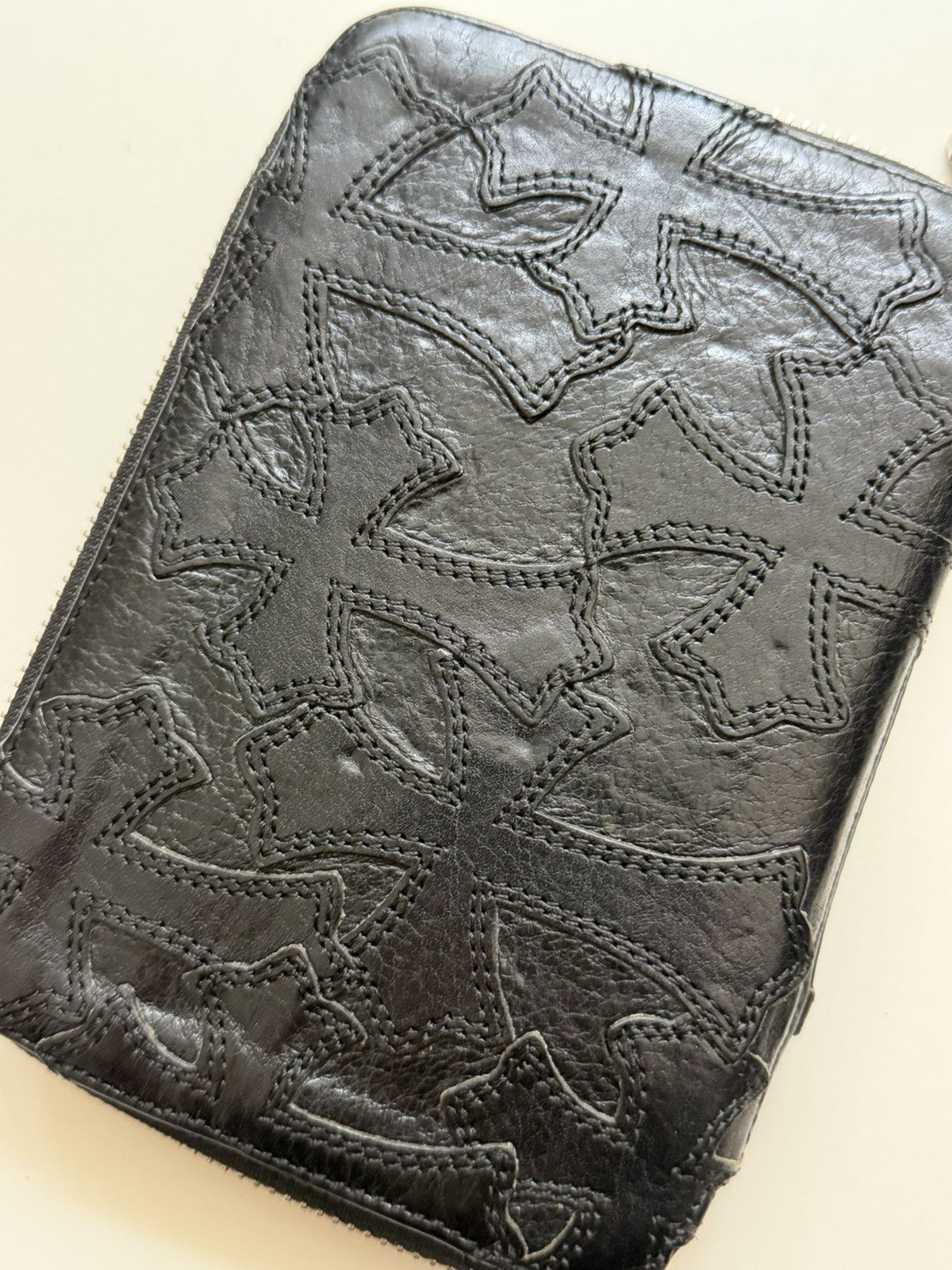 Chrome Hearts Chrome Hearts Cemetery Black Leather Cross Patch Zip Wallet Size ONE SIZE - 4 Thumbnail