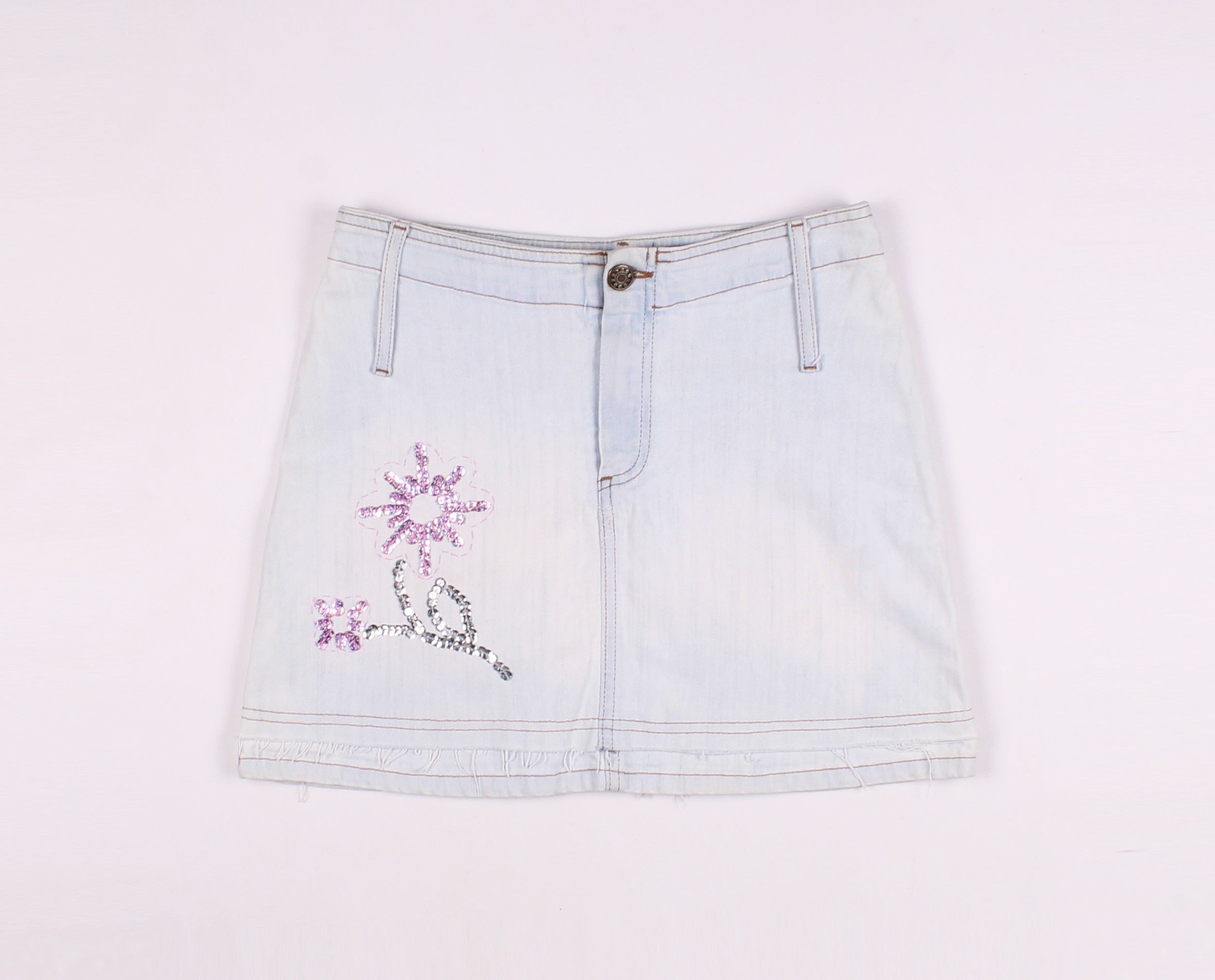 Morgan Homme × Vintage Morgan de Toi Vintage Y2K Denim Beaded Mini Skirt Size 26" / US 2 / IT 38 - 3 Thumbnail