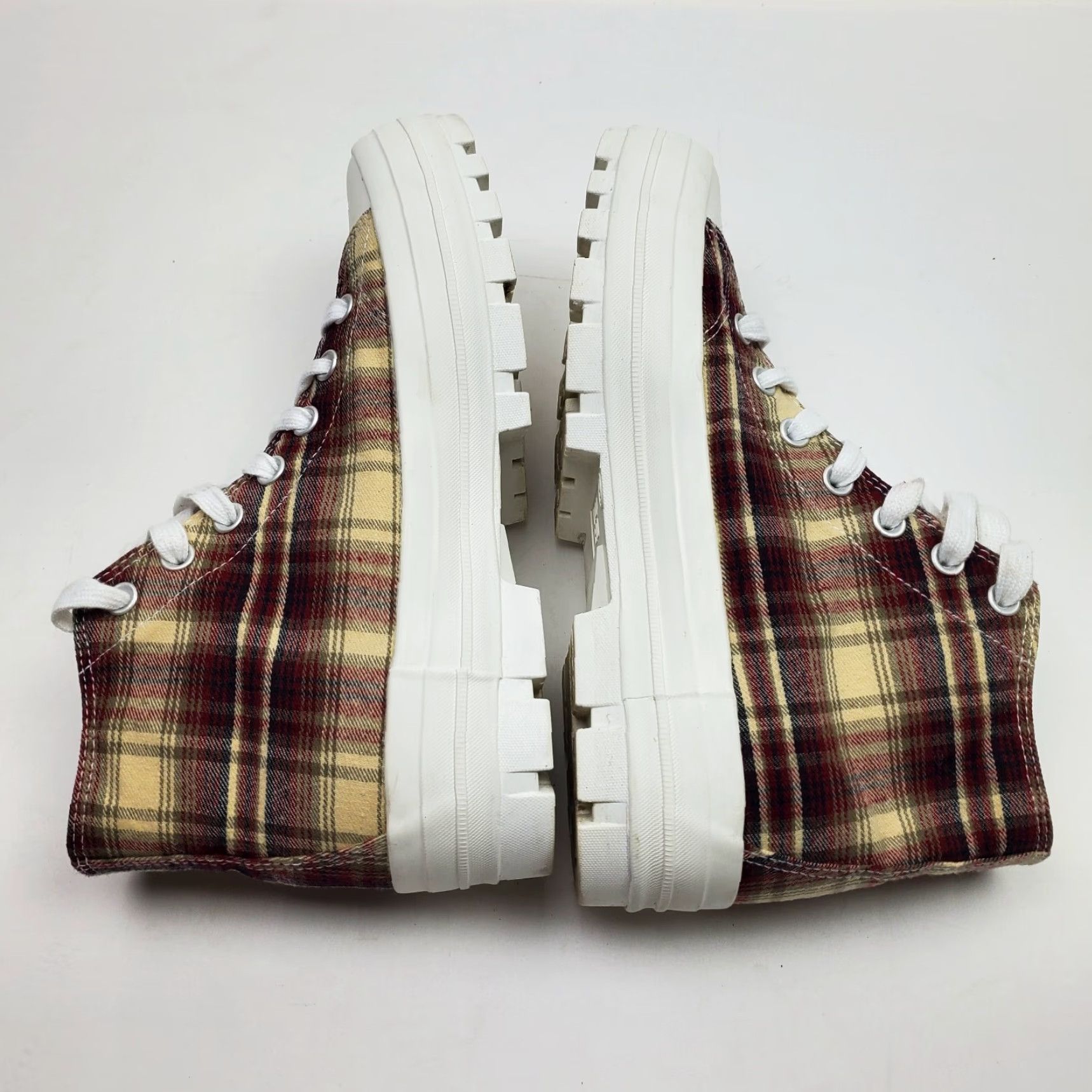 Vintage Womens Sneakers Hi Top Size 9 Y2K Canvas Plaid Lugs Chunky Sole Shoes Size M / US 6-8 / IT 42-44 - 6 Thumbnail