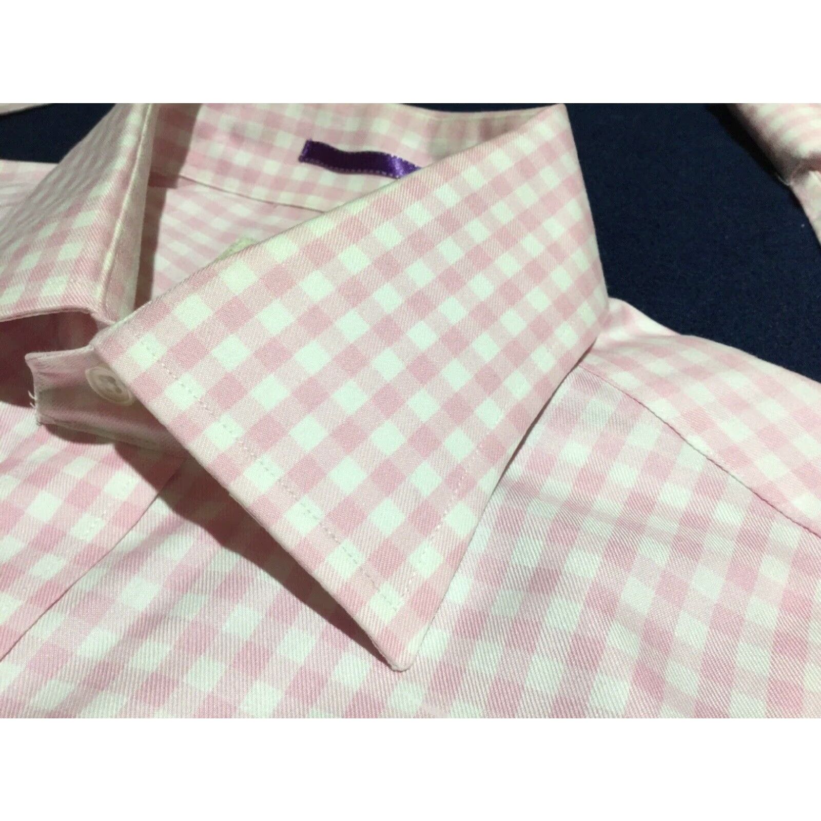 Pinko Mens Pink White Plaid Dress Shirt 16 Long Sleeve Multicolor Regular L Size 42R - 5 Thumbnail