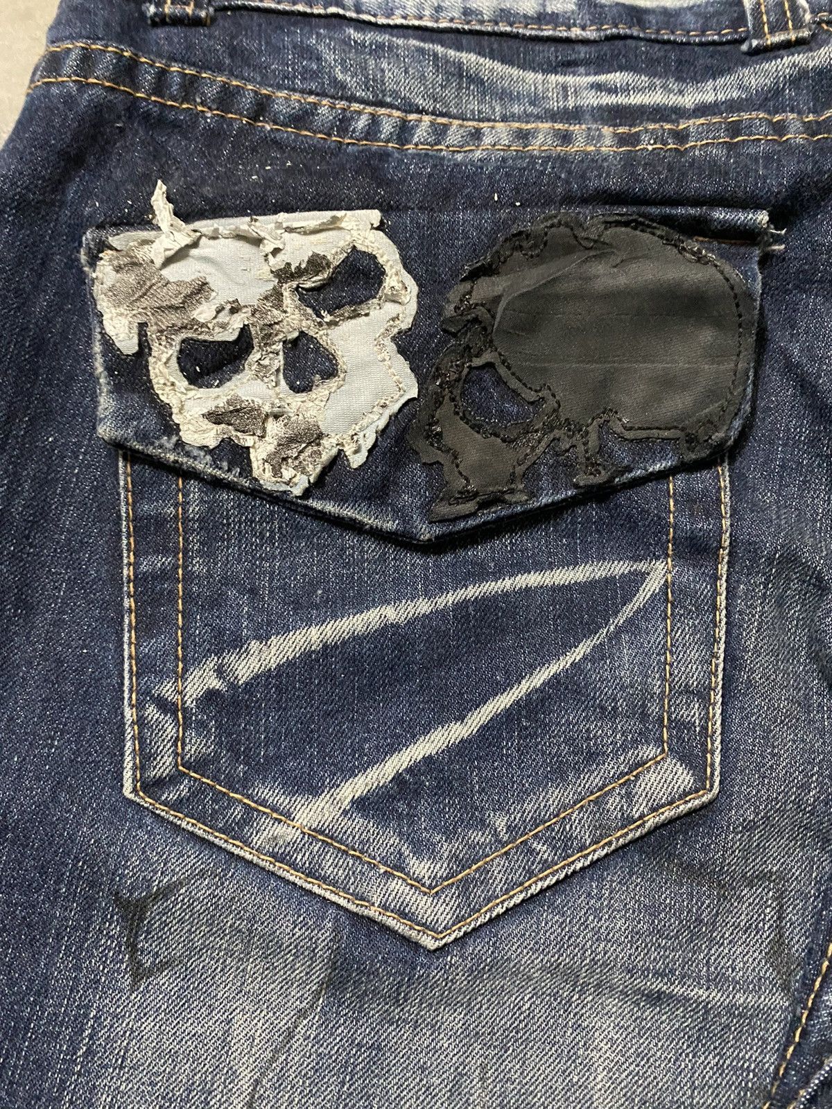 If Six Was Nine × Japanese Brand × Tornado Mart Baggy Jeans Cloud72 Skull Patch Distressed Design Size US 36 / EU 52 - 8 Thumbnail