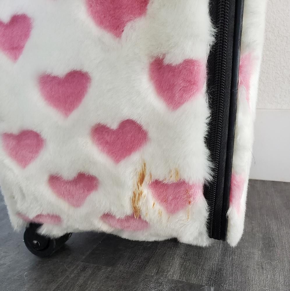 Designer White Pink Faith Knight Faux Fur L Luggage Size ONE SIZE - 3 Thumbnail