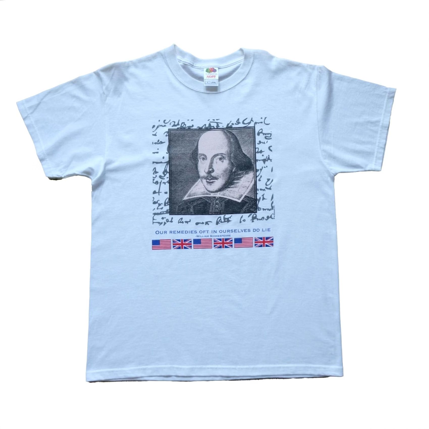 Fruit Of The Loom VINTAGE William Shakespeare Fruit of the Loom Art Portrait T-Shirt Mens L White 90s Shirt Statment Size US L / EU 52-54 / 3 - 3 Thumbnail