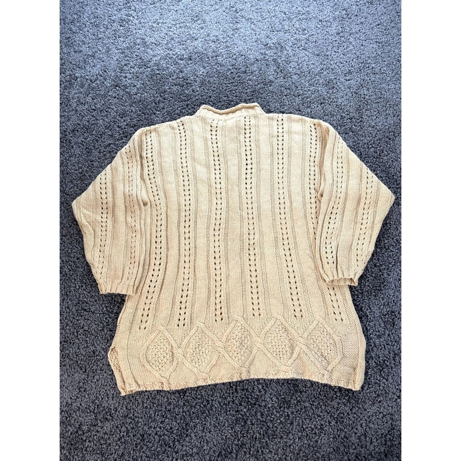 Jordan Brand VINTAGE Jordan Sweater Womens 2X High Neck Pullover 90s Fisherman Yellow Plus Cotton Ramine Chunky Size XXL / US 16-18 / IT 52-54 - 5 Thumbnail
