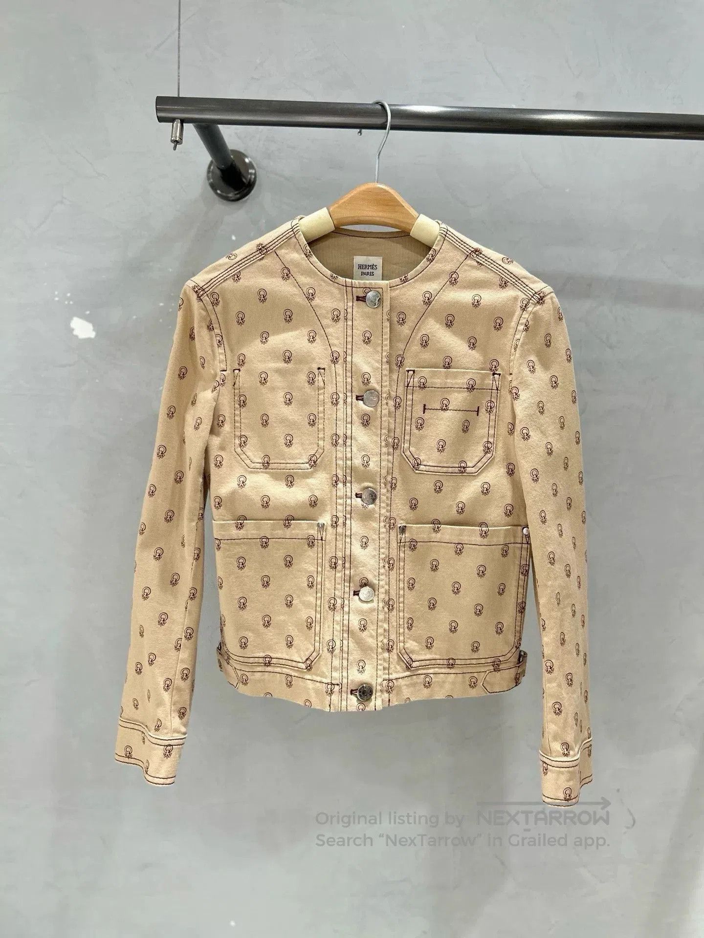 Hermes Hermes Logo Print Denim Jacket Beige. Size US XS / EU 42 / 0 - 1 Thumbnail
