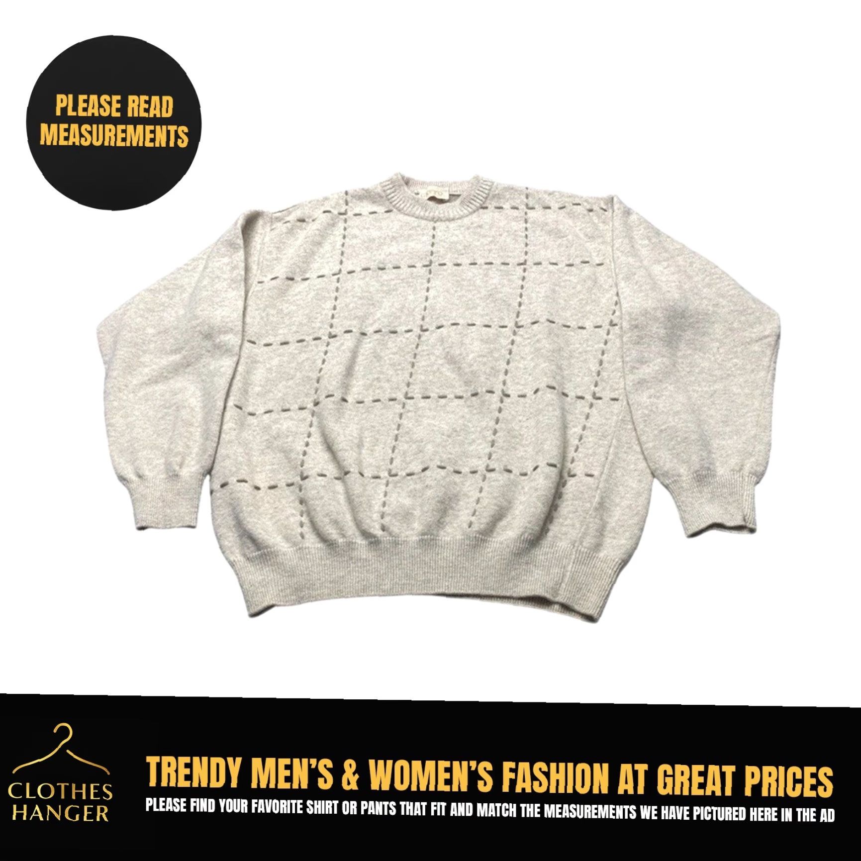Vintage VINTAGE Gatto Knit Sweater Mens XL Lambswool Blend Tan Brown Squares Crew Neck 8152 Size US XL / EU 56 / 4 - 2 Thumbnail