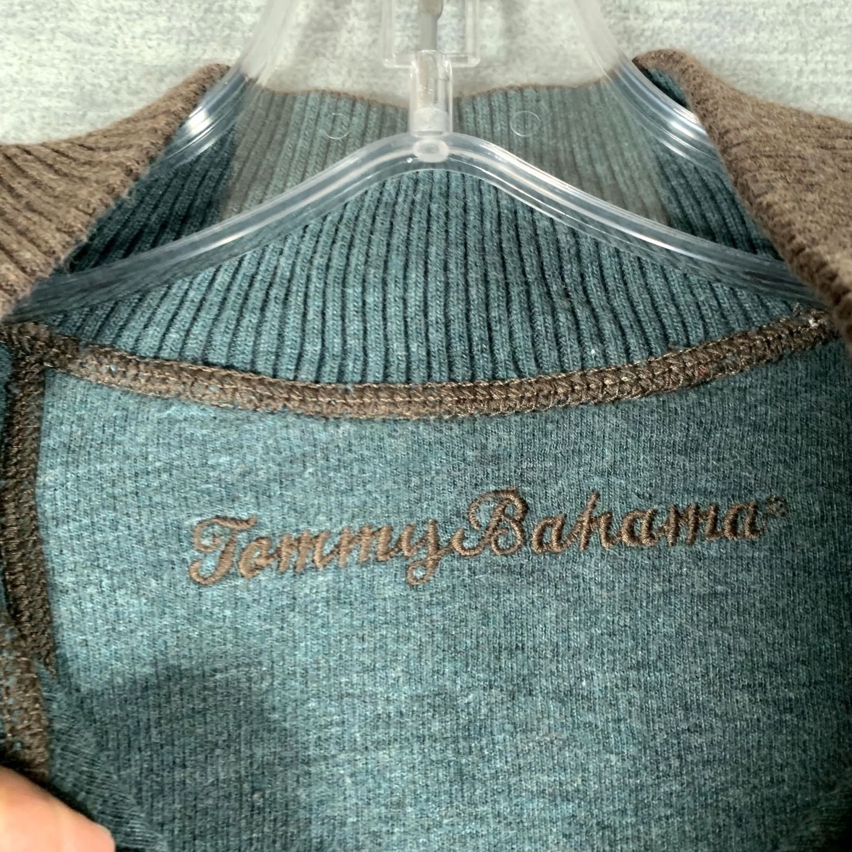 Tommy Bahama Tommy Bahama Sweater Mens Large Brown Reversible 1/4 Zip Mock Neck Pullover Size US L / EU 52-54 / 3 - 4 Thumbnail
