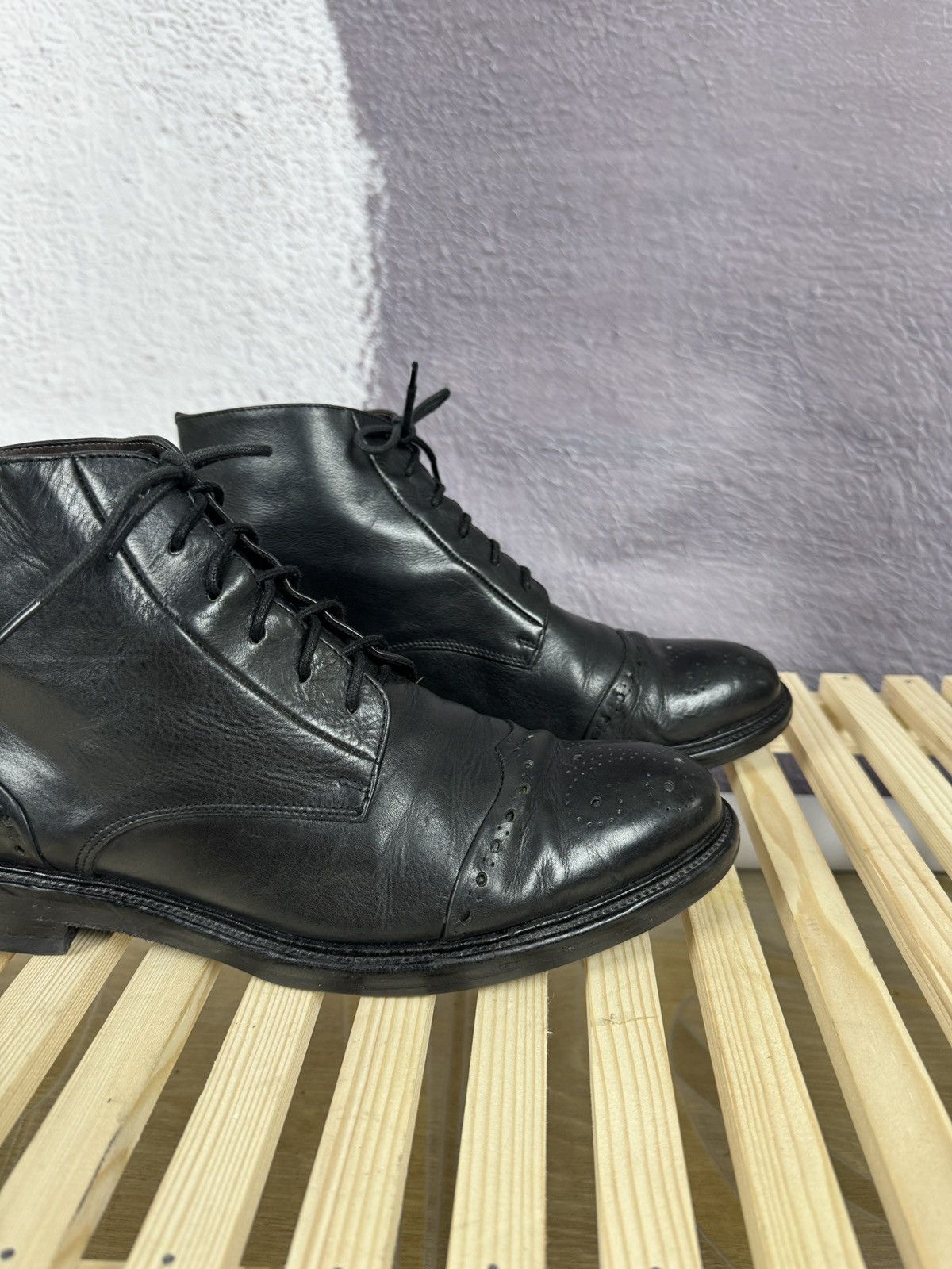 Other Hundred 100 black leather brogue oxford casual boots shoes Size US 12 / EU 45 - 5 Thumbnail