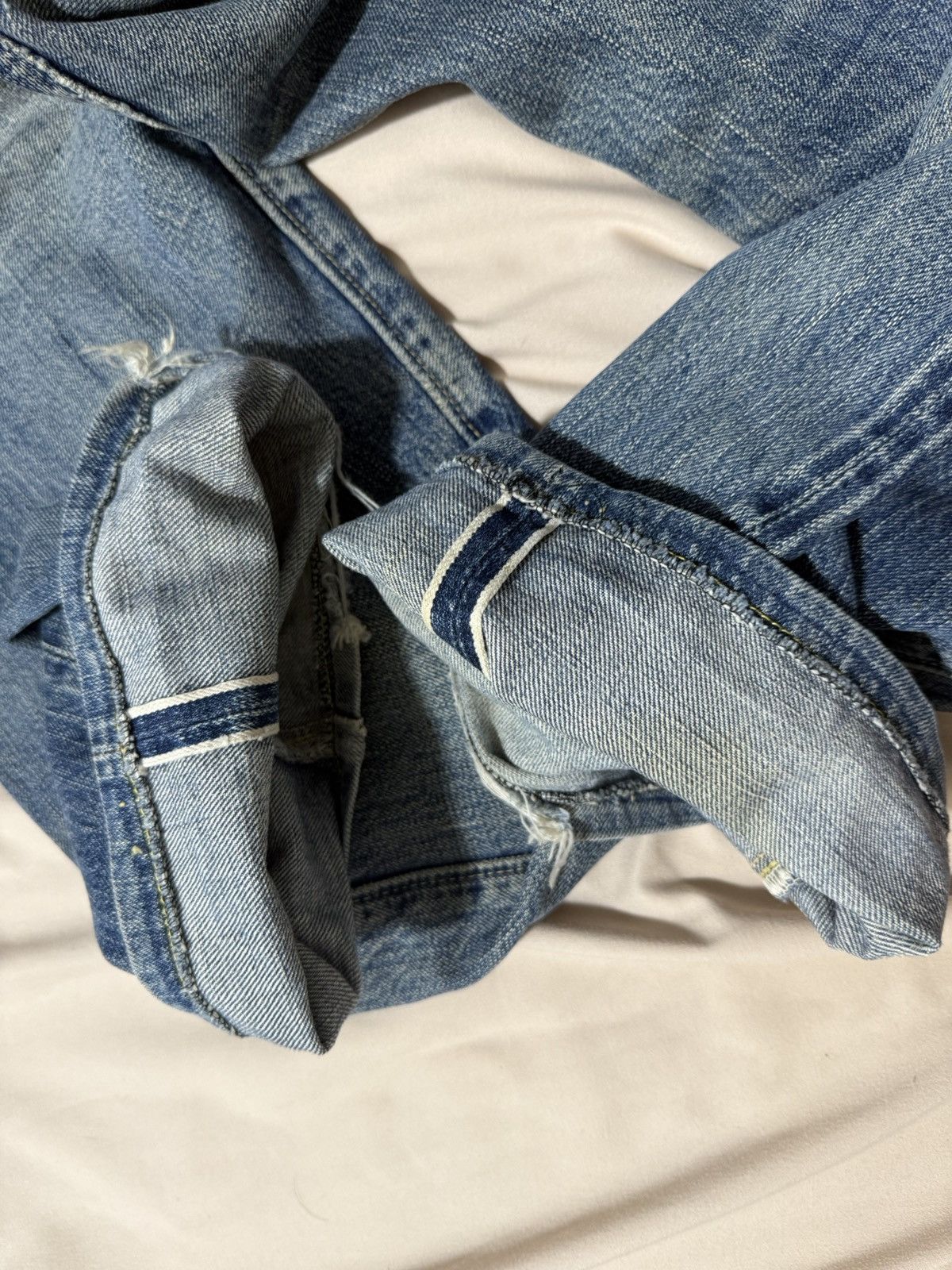 Japanese Brand Heavily Distressed Fullcount Selvedge Denim Size US 33 - 12 Thumbnail