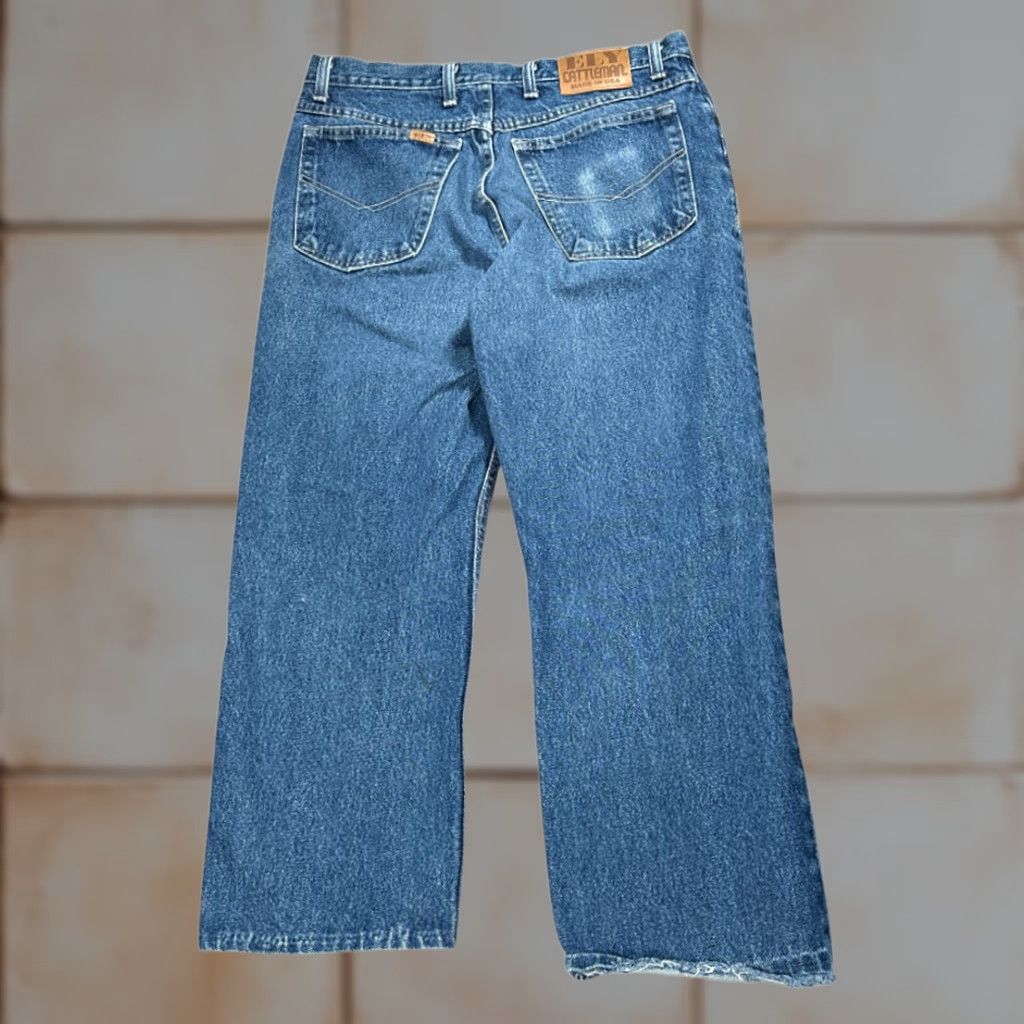 Vintage VINTAGE Ely Cattleman Jeans Mens 33x26 Blue Denim Dark Wash Western USA 90s Mens Jeans Blue Denim 90s USA Ely Cattleman Jeans Size US 33 - 1 Thumbnail