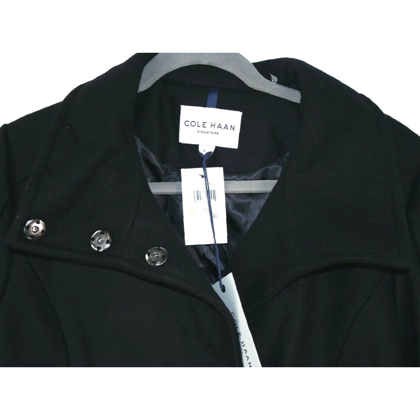 Cole Haan VINTAGE Cole Haan Signature Coat Wool Blend Black SZ 12 Active Women Snaps High Neck Mid-Length Long Sleeve Size XL / US 12-14 / IT 48-50 - 4 Thumbnail