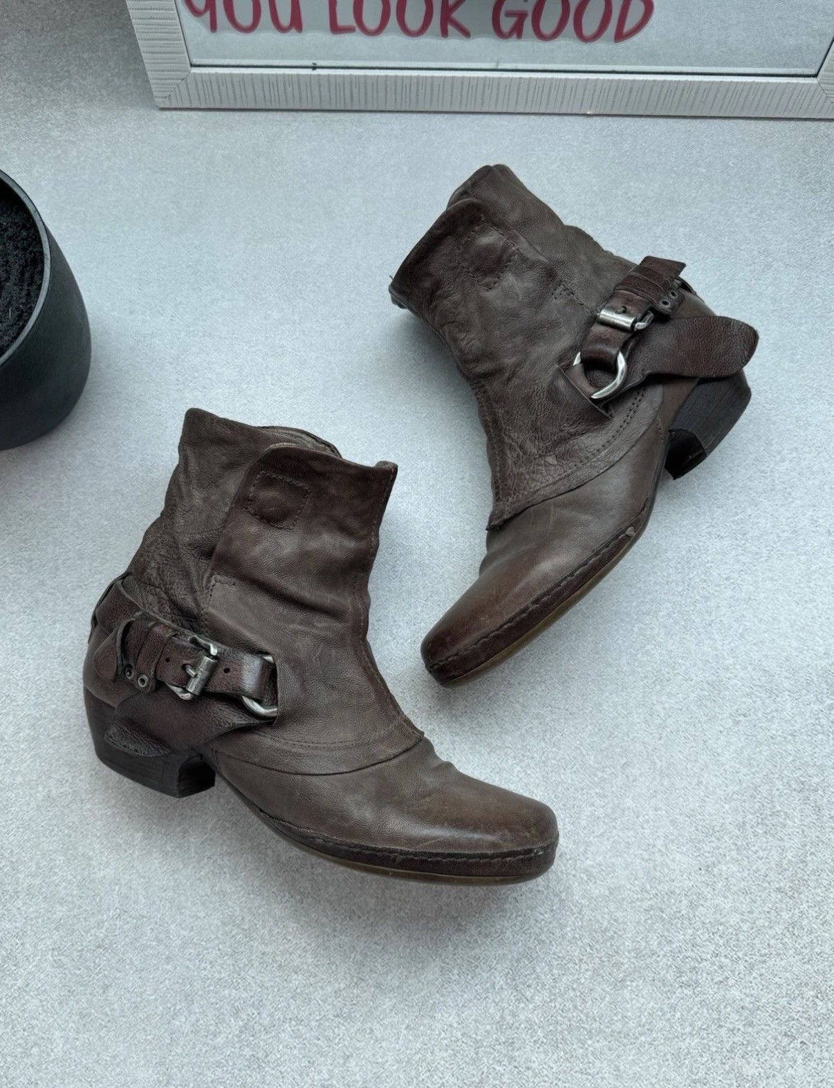 A.S.98 Vintage A.S 98 Airtep Ankle Women Leather Biker Brown Boots Size US 8.5 / IT 38.5 - 2 Thumbnail