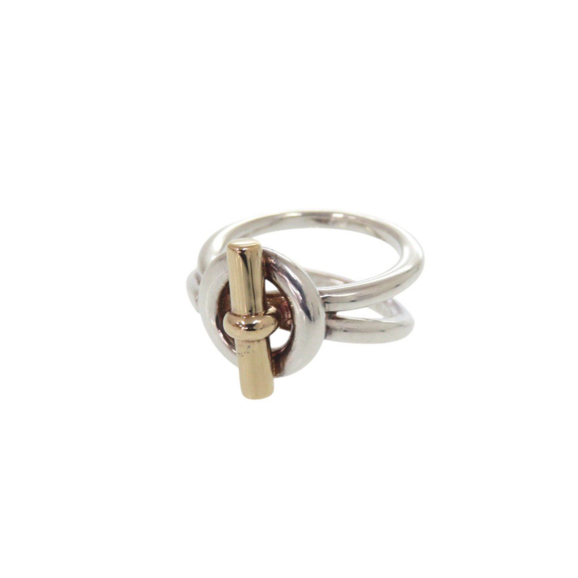 Hermes Hermès Croisette Ring, Echepe, Double-Row, Size 48 (Approx. 8), Silver 925 and 18K Gold 750, 0836, HERMES Size ONE SIZE - 1 Thumbnail