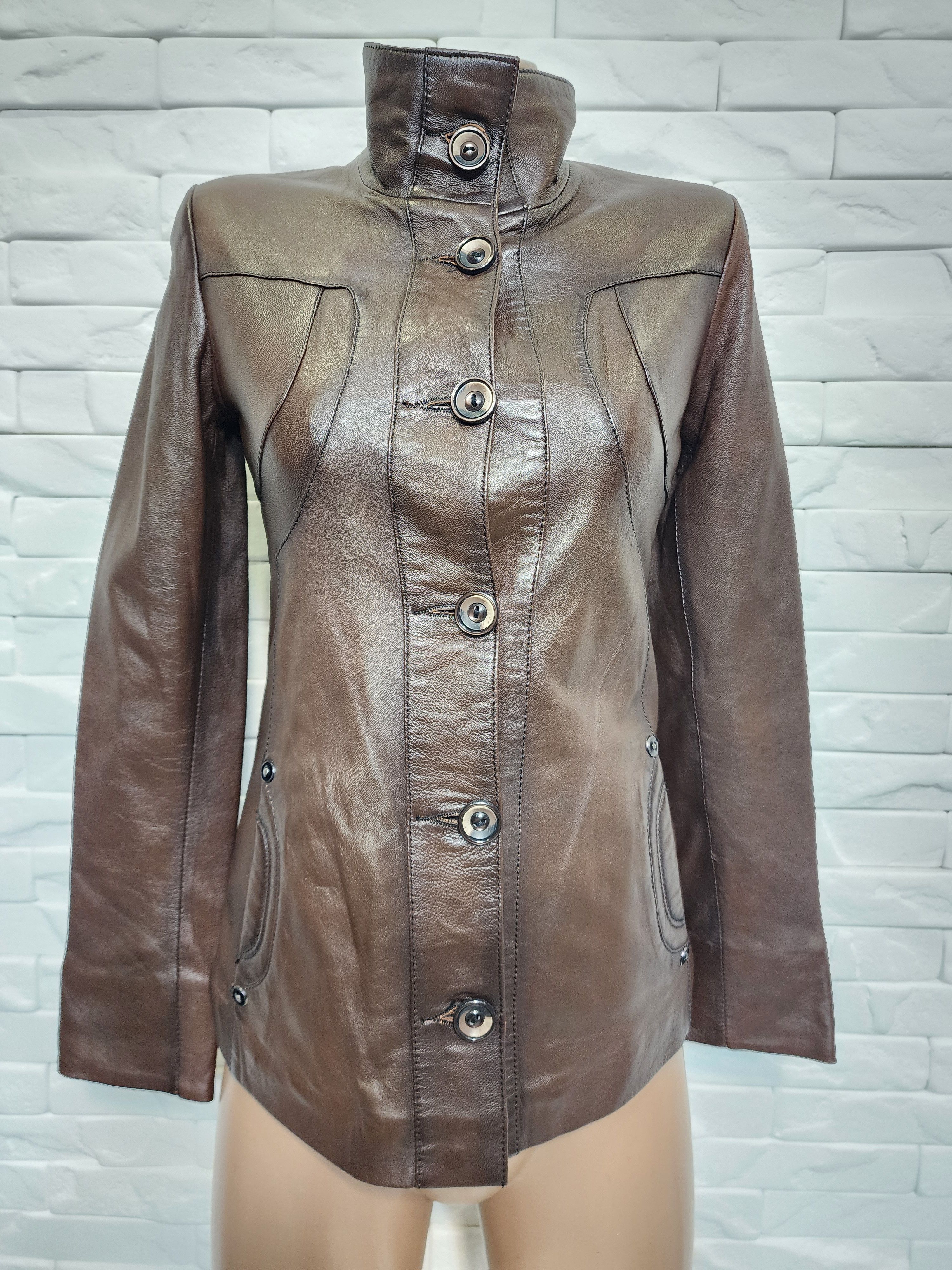 Genuine Leather Leather Women's Jacket: Button-Down Soft Leather Size XS / US 0-2 / IT 36-38 - 2 Thumbnail