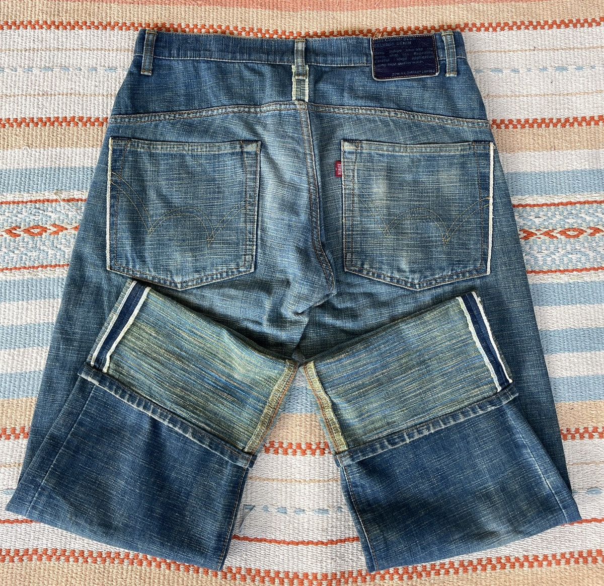 Edwin Rare‼️Vintage 90s🔥EDWIN🔥13oz Grand Blue Selvedge Denim Size US 33 - 1 Thumbnail