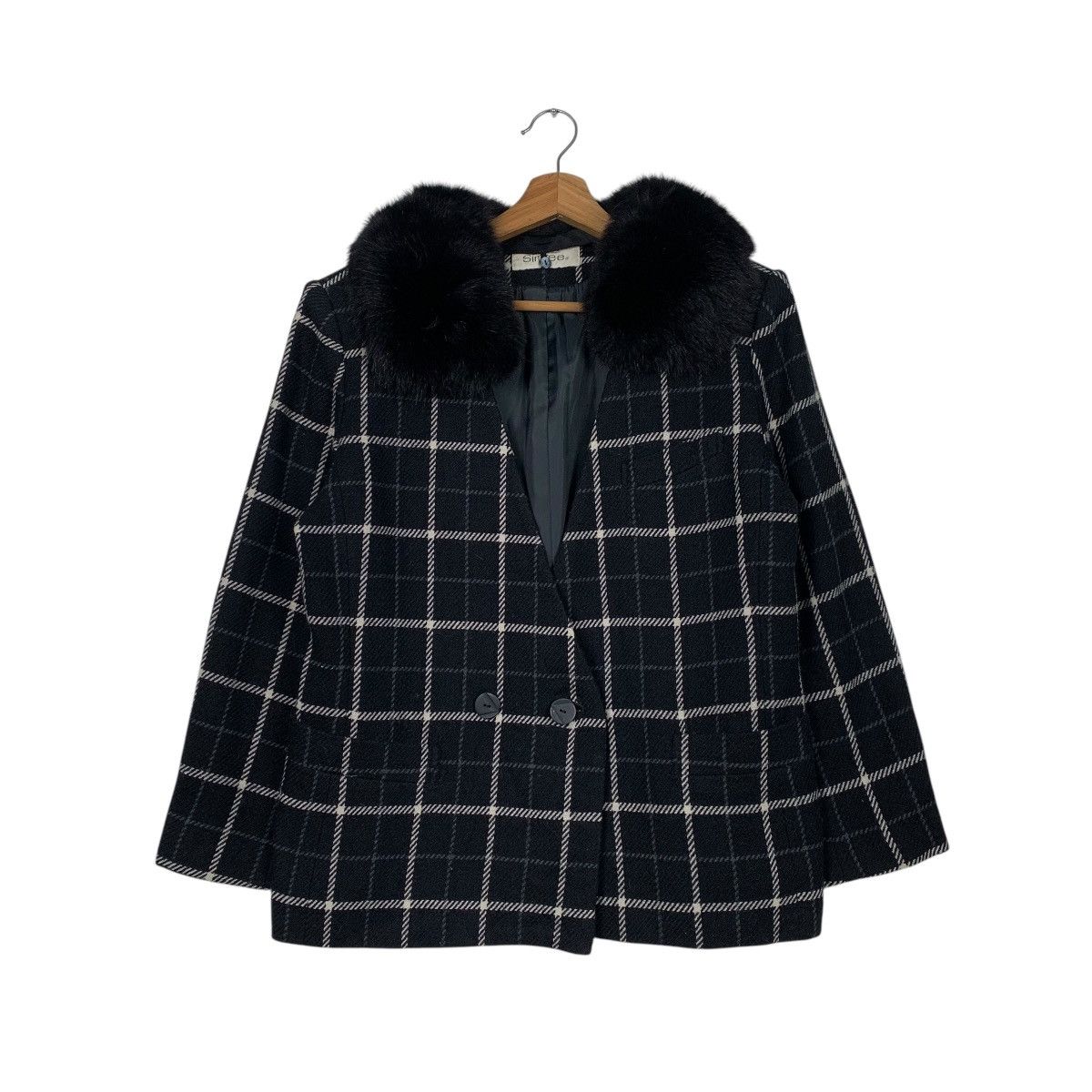 Japanese Brand Simree Checkered Double Breasted Wool Jacket