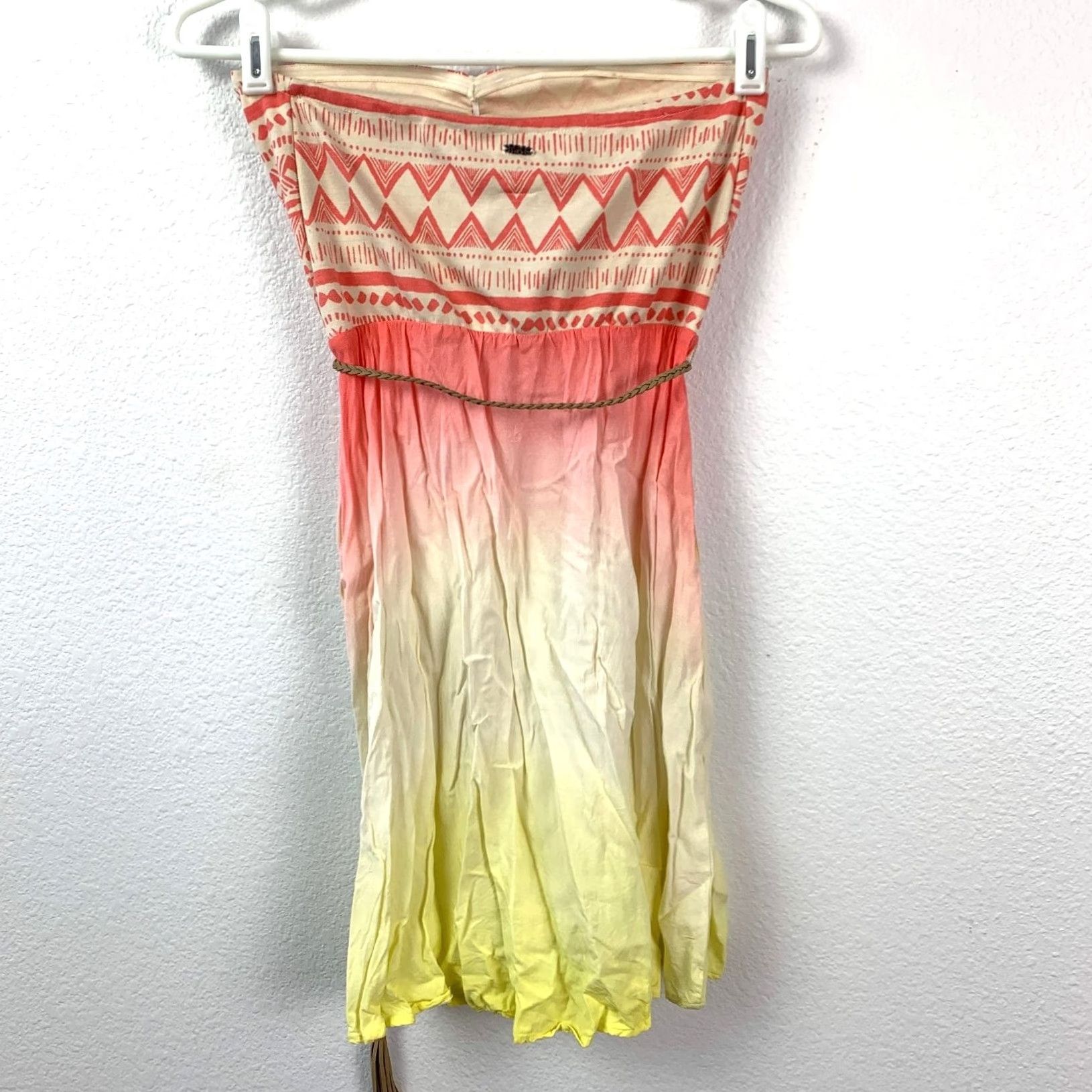 Vintage Y2K Roxy Strapless Tunic Top Mini Sun Dress Ombre Aztec Print Women's M Shirt Size M / US 6-8 / IT 42-44 - 3 Thumbnail