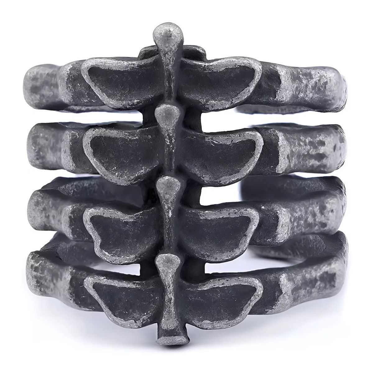 Vintage Vintage Silver Punk Men Skeleton Bone Steel Biker Rings Size ONE SIZE - 1 Thumbnail