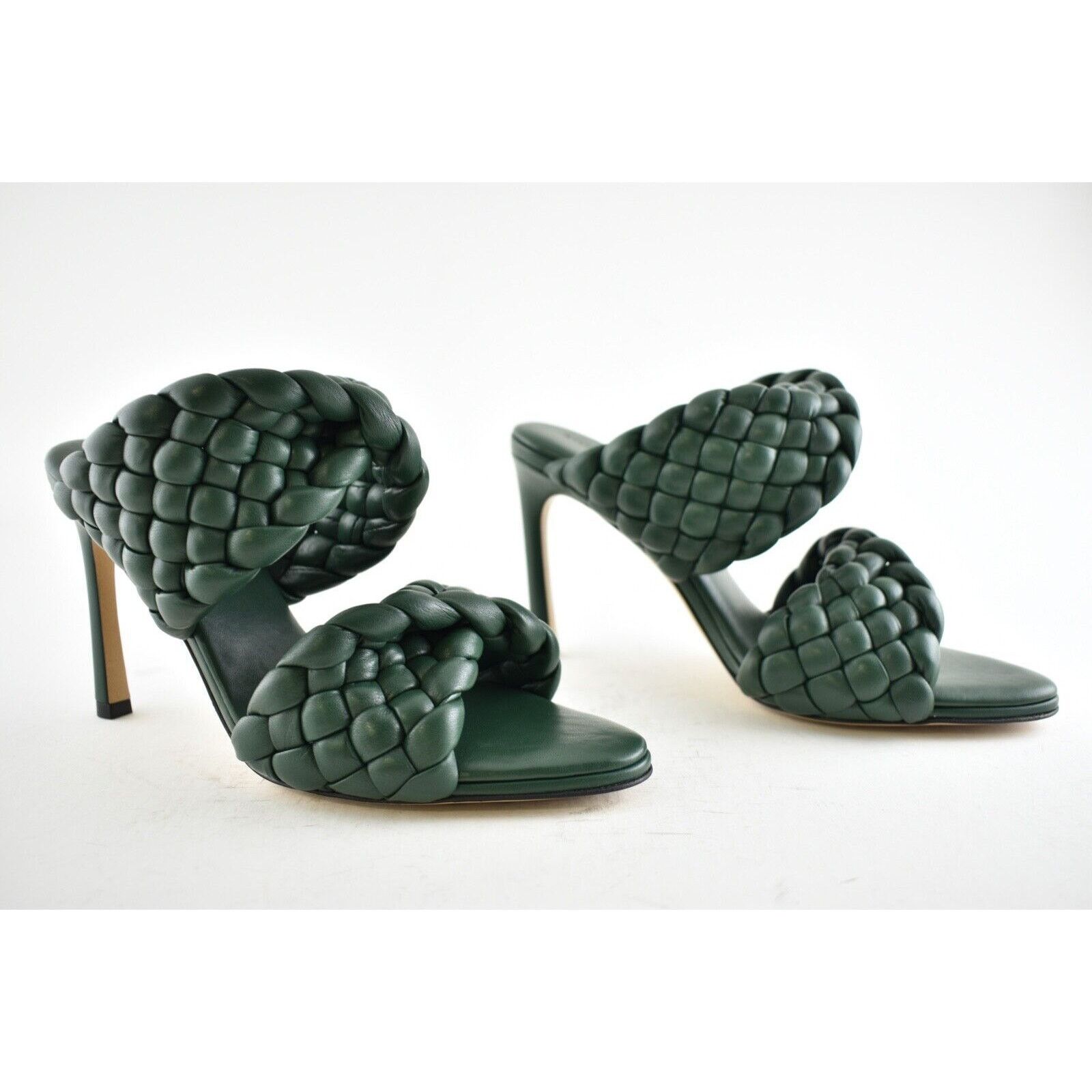Bottega Veneta Curve Padded Vert Foncee Leather Sandal Mule Heel Pump 36.5 Size US 6.5 / IT 36.5 - 2 Thumbnail