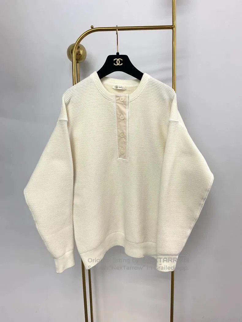 The Row The Row White Waffle Henley Sweater XS . Size US XS / EU 42 / 0 - 1 Thumbnail