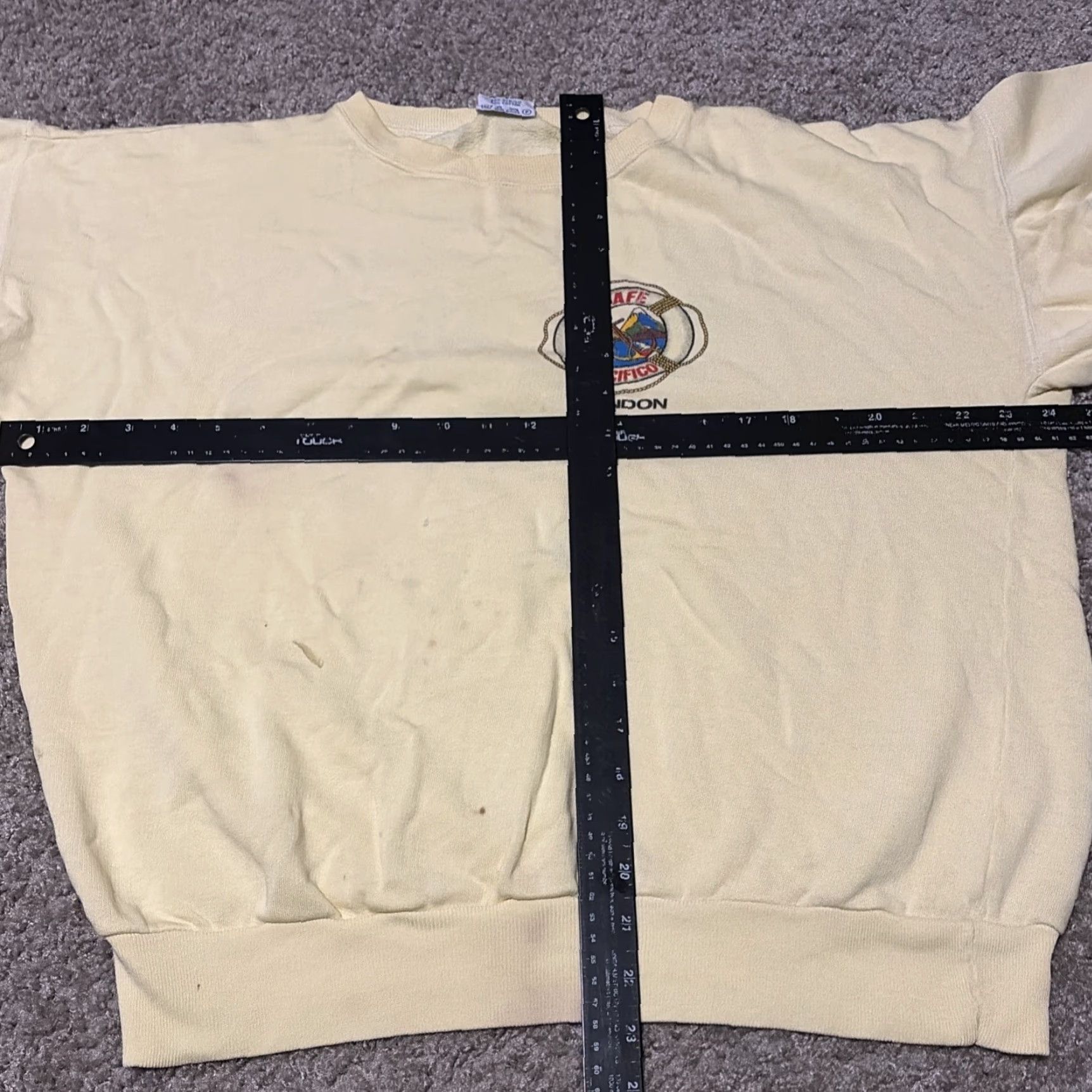 Vintage VINTAGE Cafe Pacifico London Crewneck Sweatshirt XL Yellow Unisex Adults Distressed Cut Sleeves Pullover 70s Size US XL / EU 56 / 4 - 7 Thumbnail