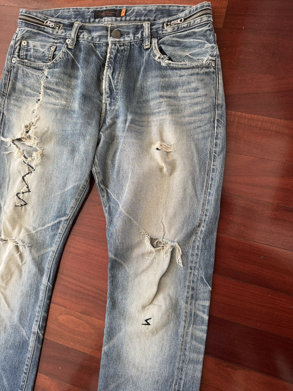 Jun Takahashi × Undercover Distressed Undercover SS07 "CHAOS" Jeans Zipper Waist Denim Size US 30 / EU 46 - 3 Thumbnail
